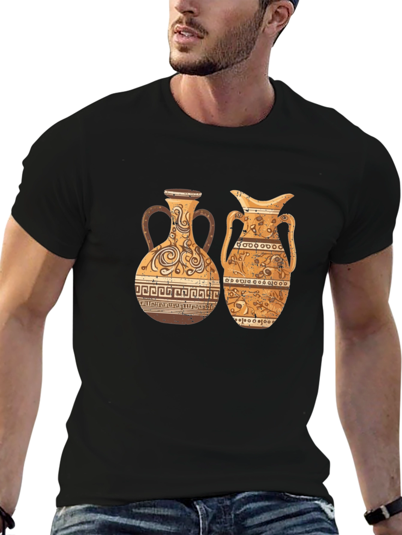 Antique Vase Design Black T-Shirt