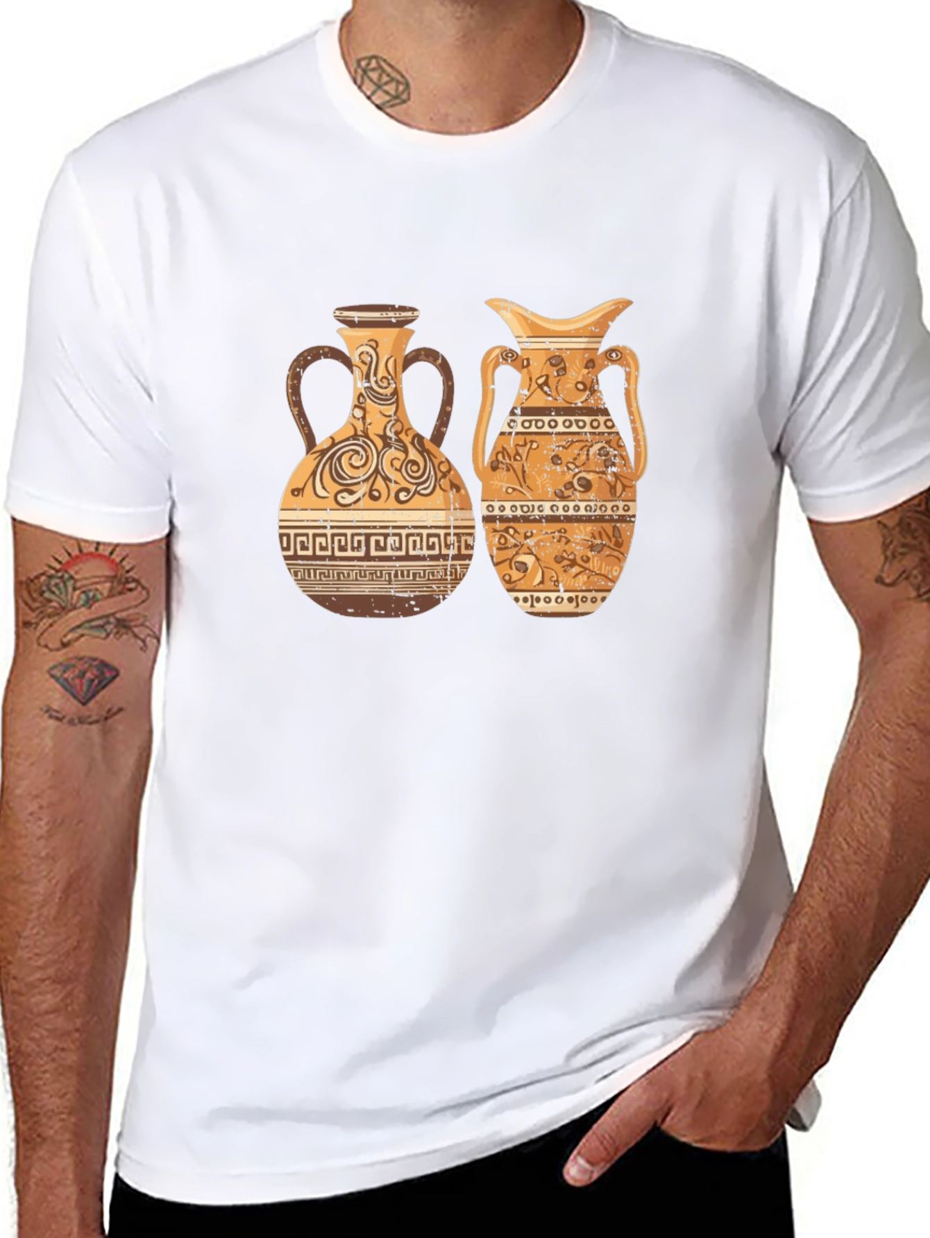 Antique Vase Design Black T-Shirt