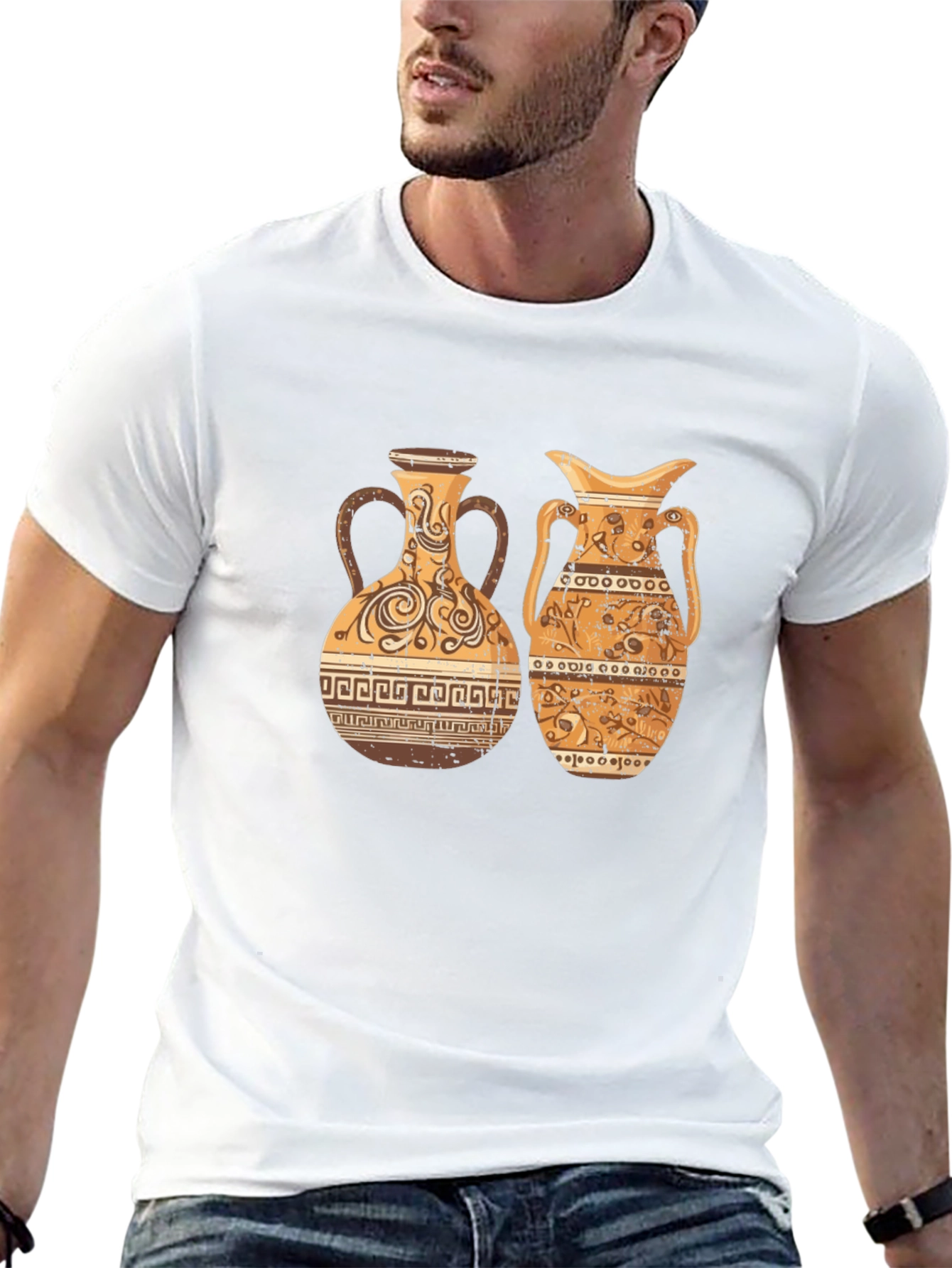 Antique Vase Design Black T-Shirt