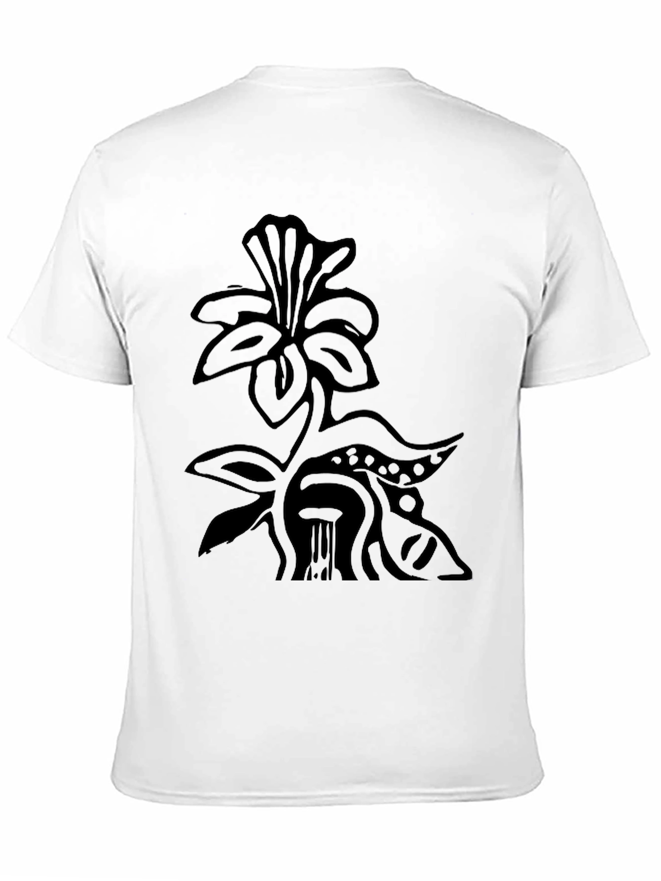 Black T-Shirt with Floral Art Design