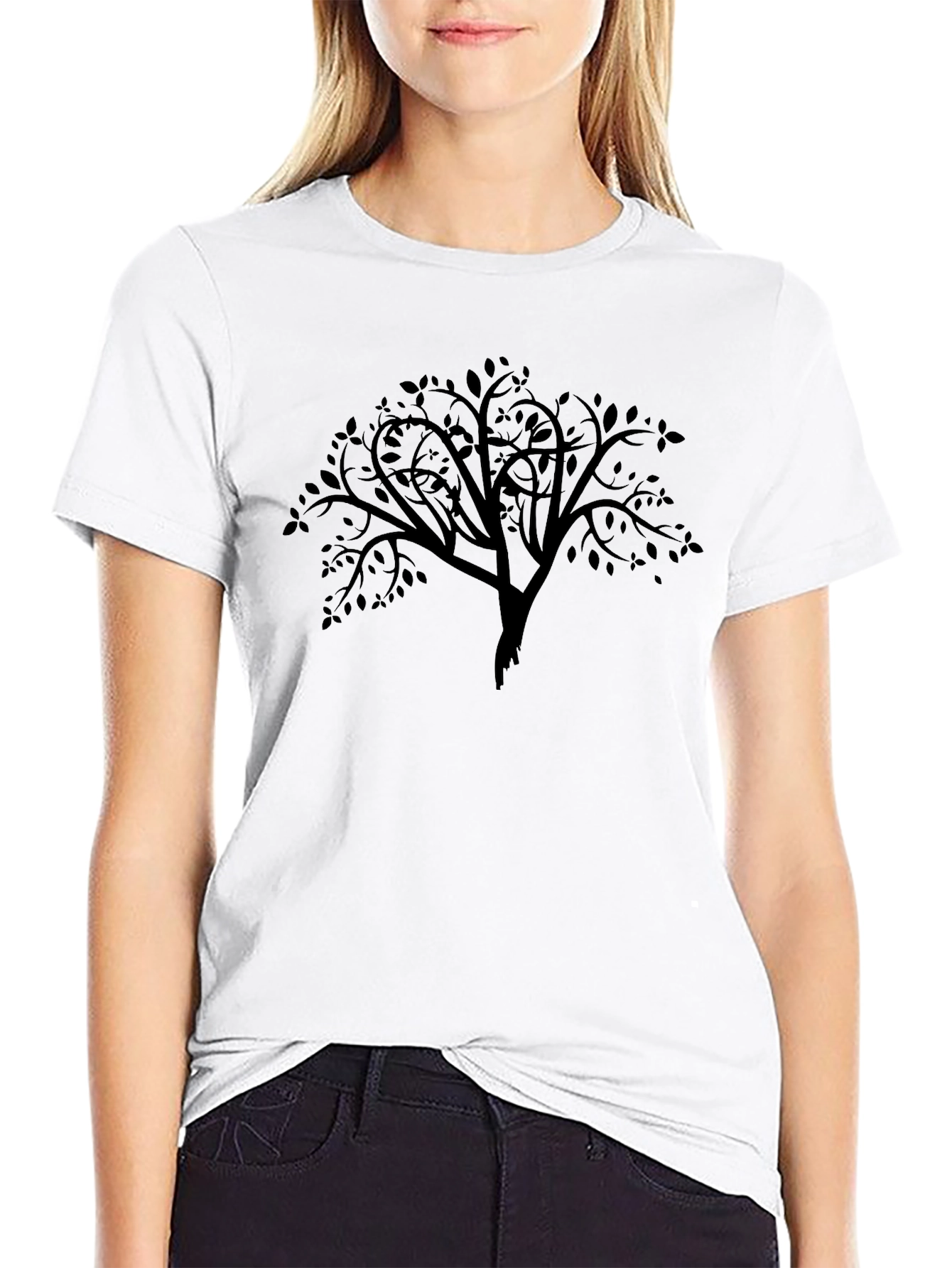 Black Tree Silhouette Graphic Tee - Modern Style