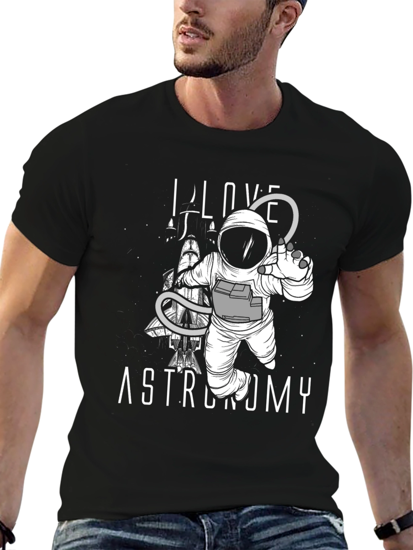 I Love Astronomy Black T-Shirt