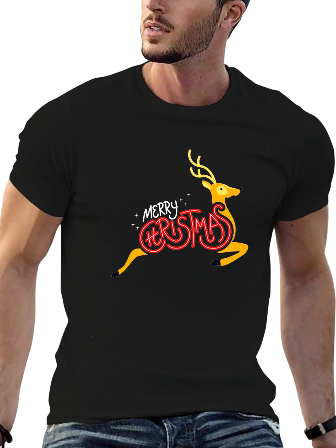 Merry Christmas Reindeer Graphic Tee