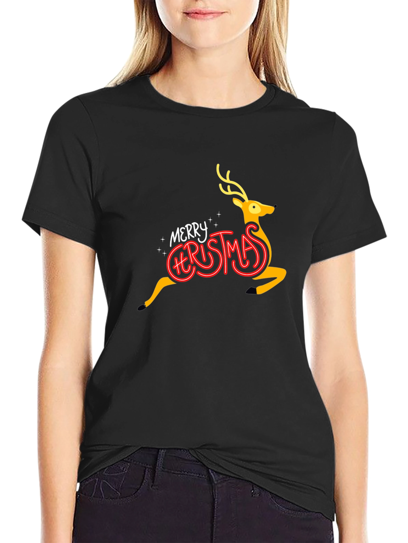 Merry Christmas Reindeer Graphic Tee