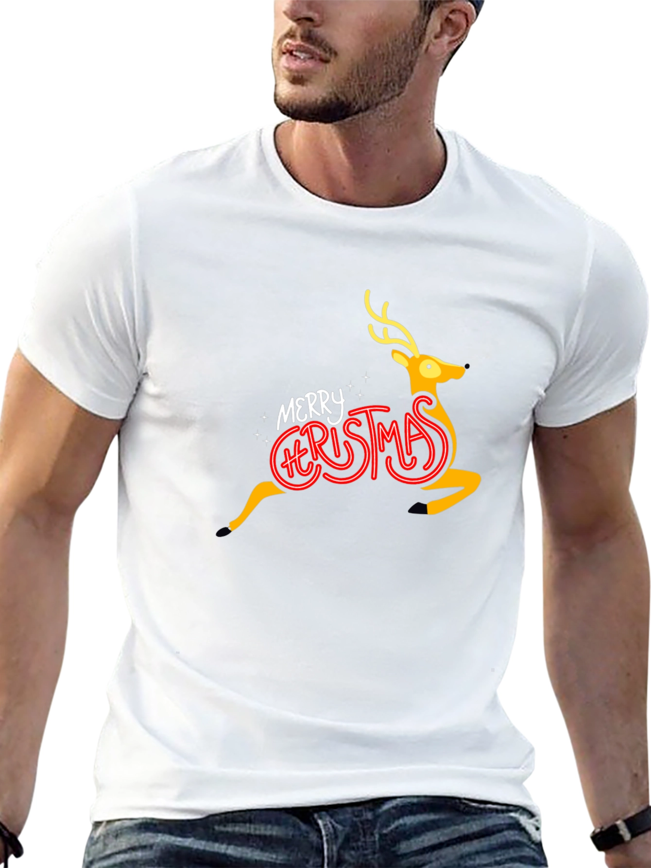 Merry Christmas Reindeer Graphic Tee