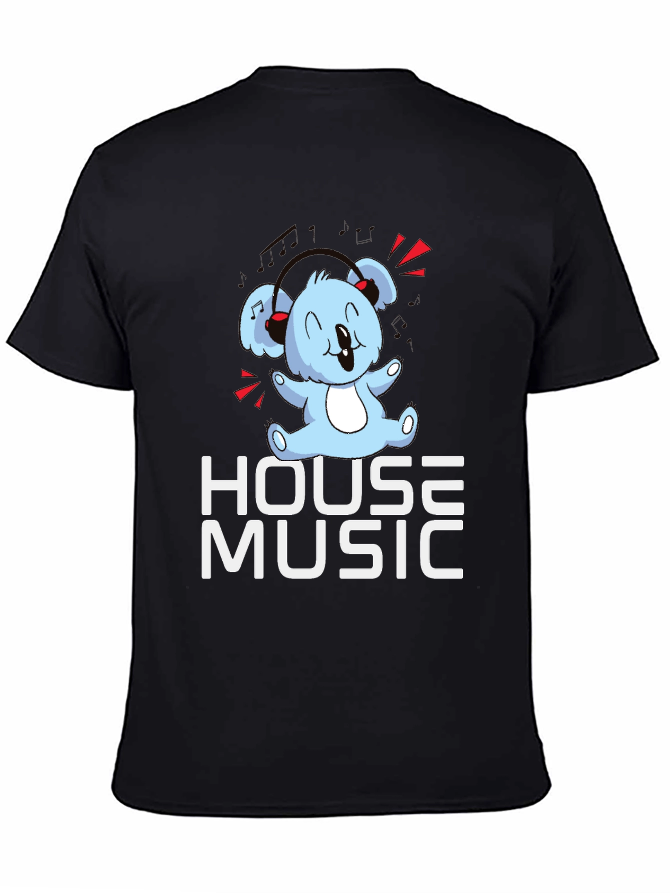 House Music Koala Bear T-Shirt - Black Graphic Tee