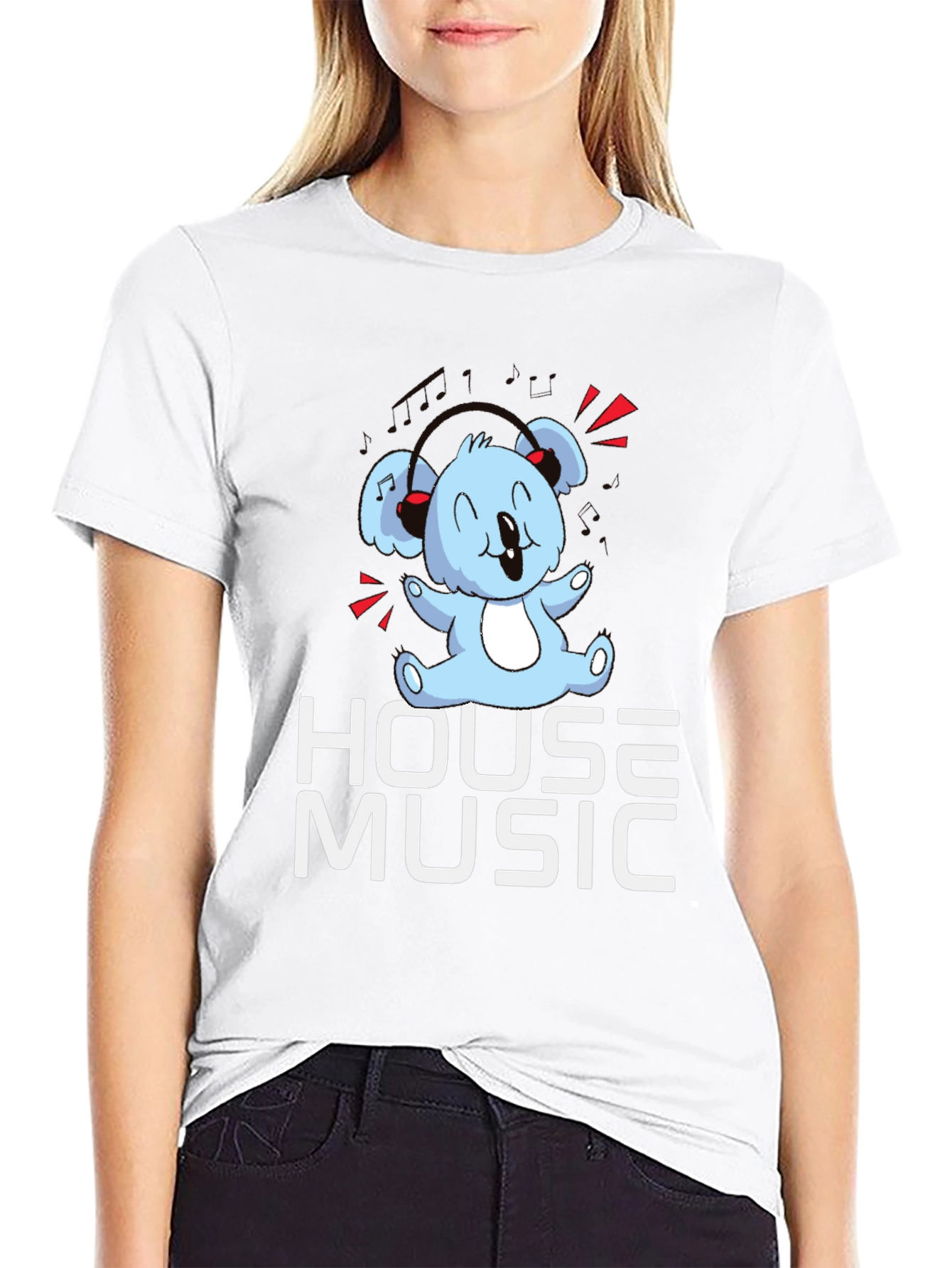 House Music Koala Bear T-Shirt - Black Graphic Tee