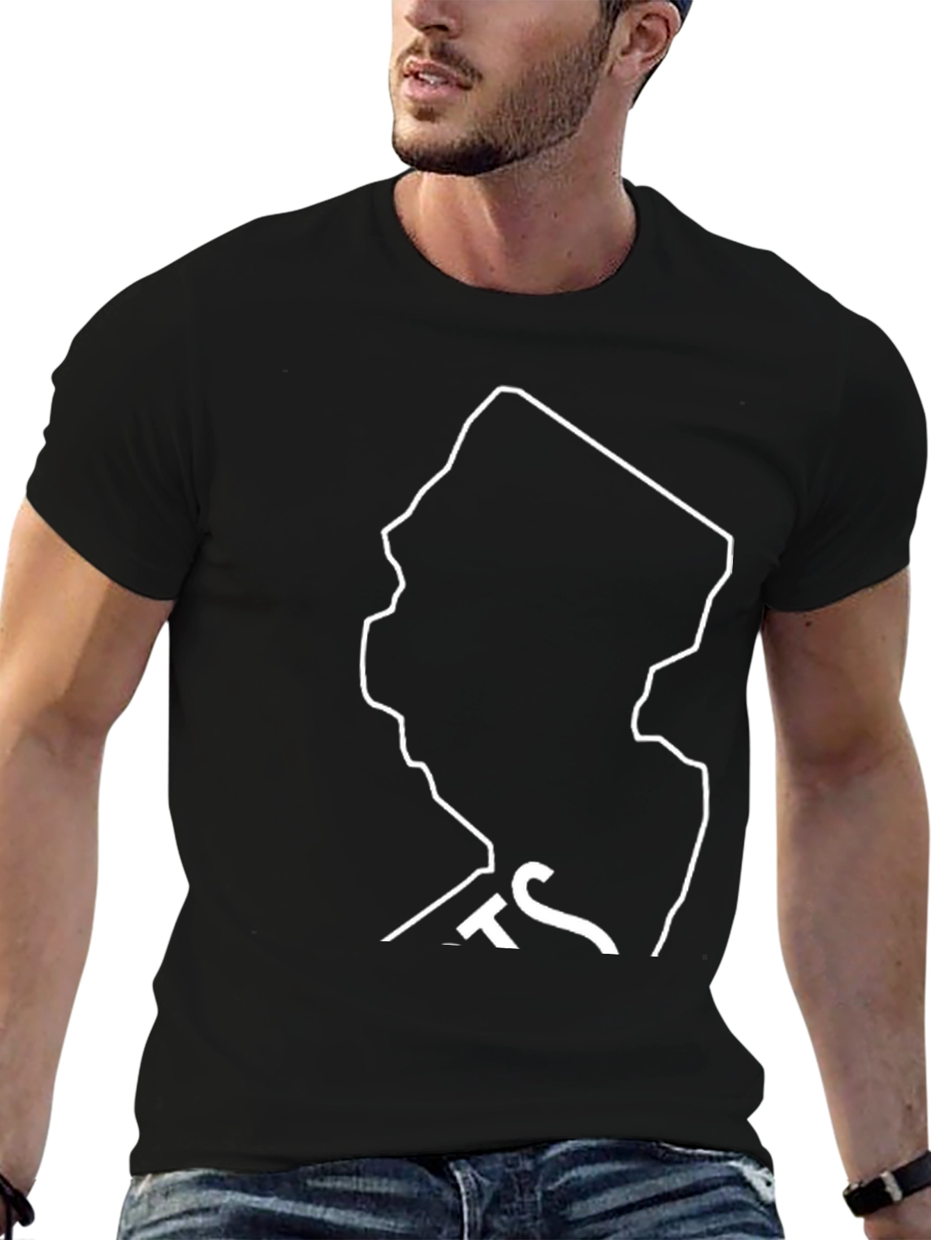New Jersey State Outline Black T-Shirt