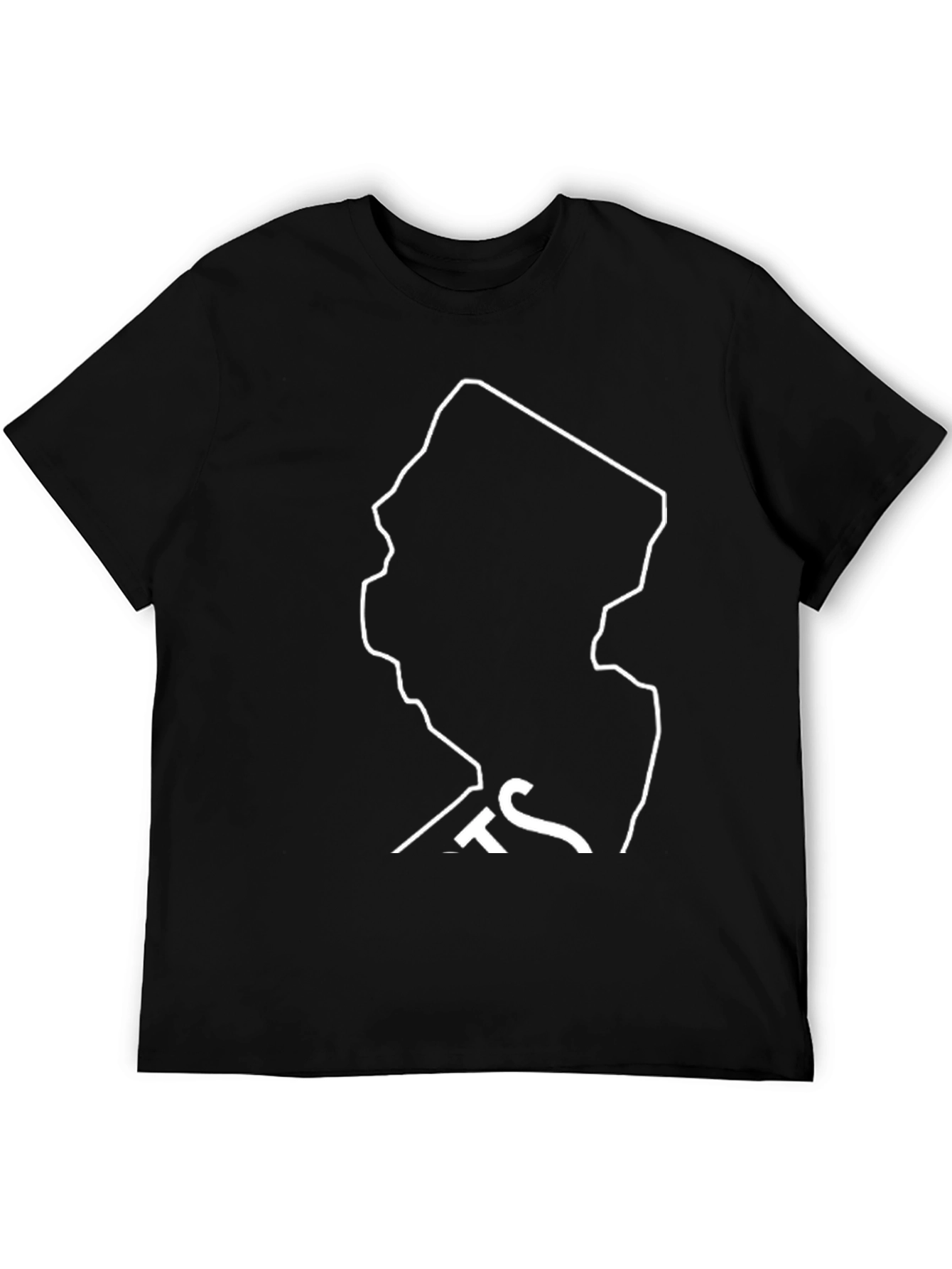 New Jersey State Outline Black T-Shirt
