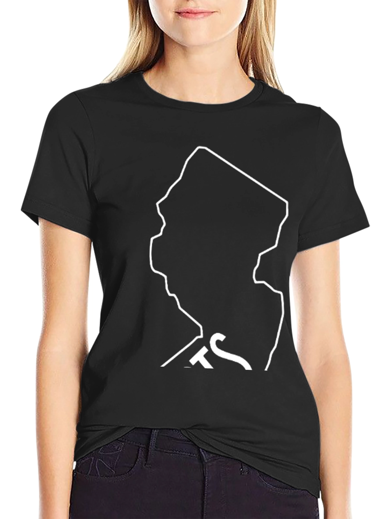 New Jersey State Outline Black T-Shirt