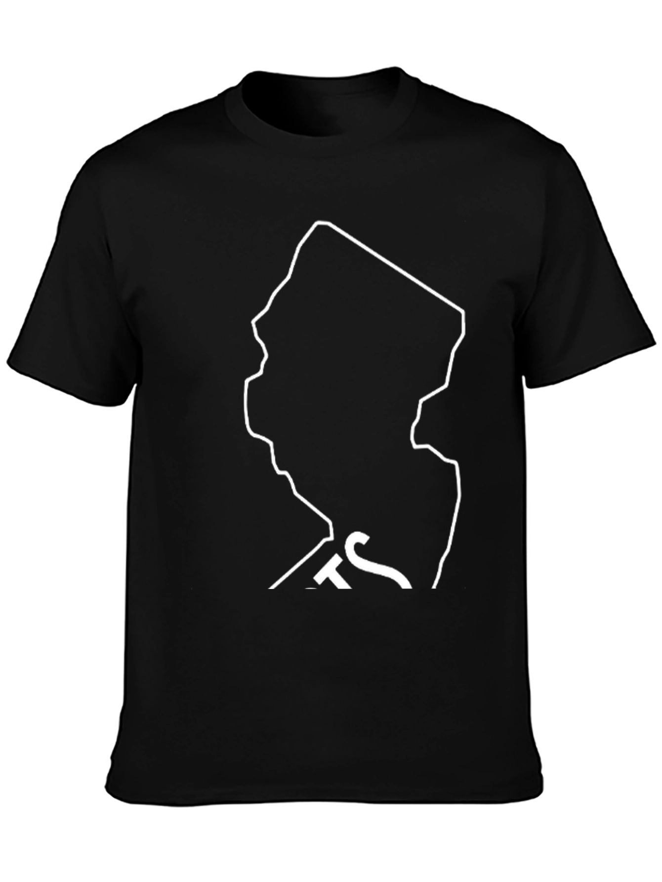 New Jersey State Outline Black T-Shirt