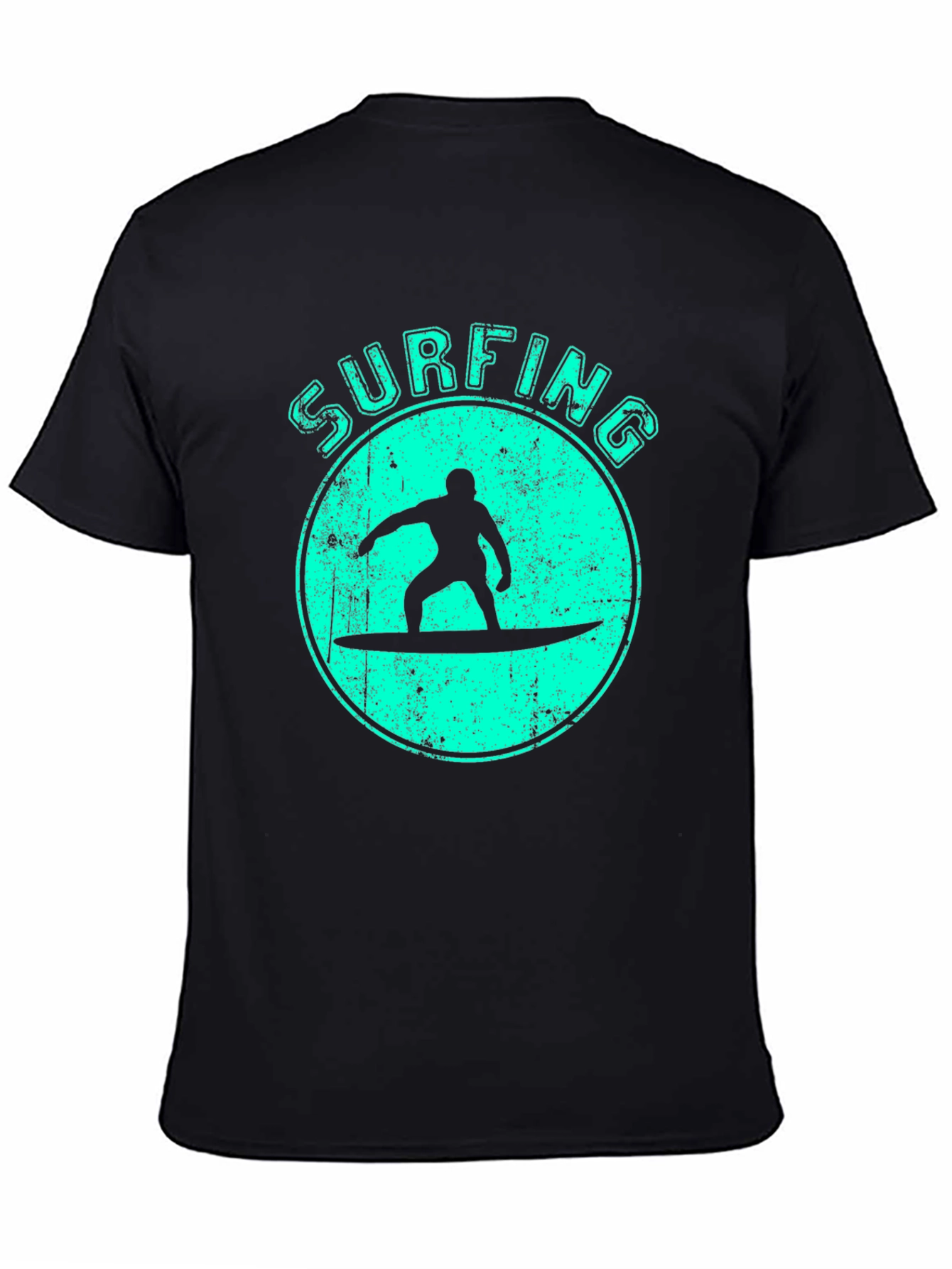 Surfing Silhouette Graphic Tee - Black