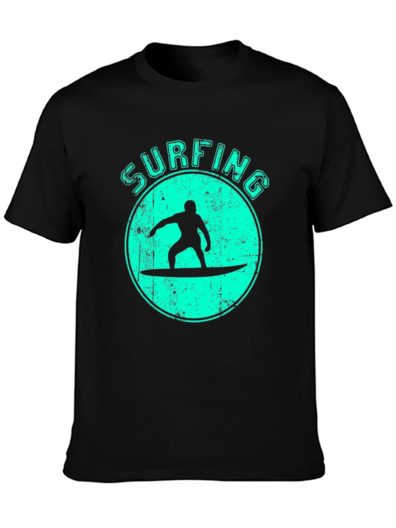 Surfing Silhouette Graphic Tee - Black