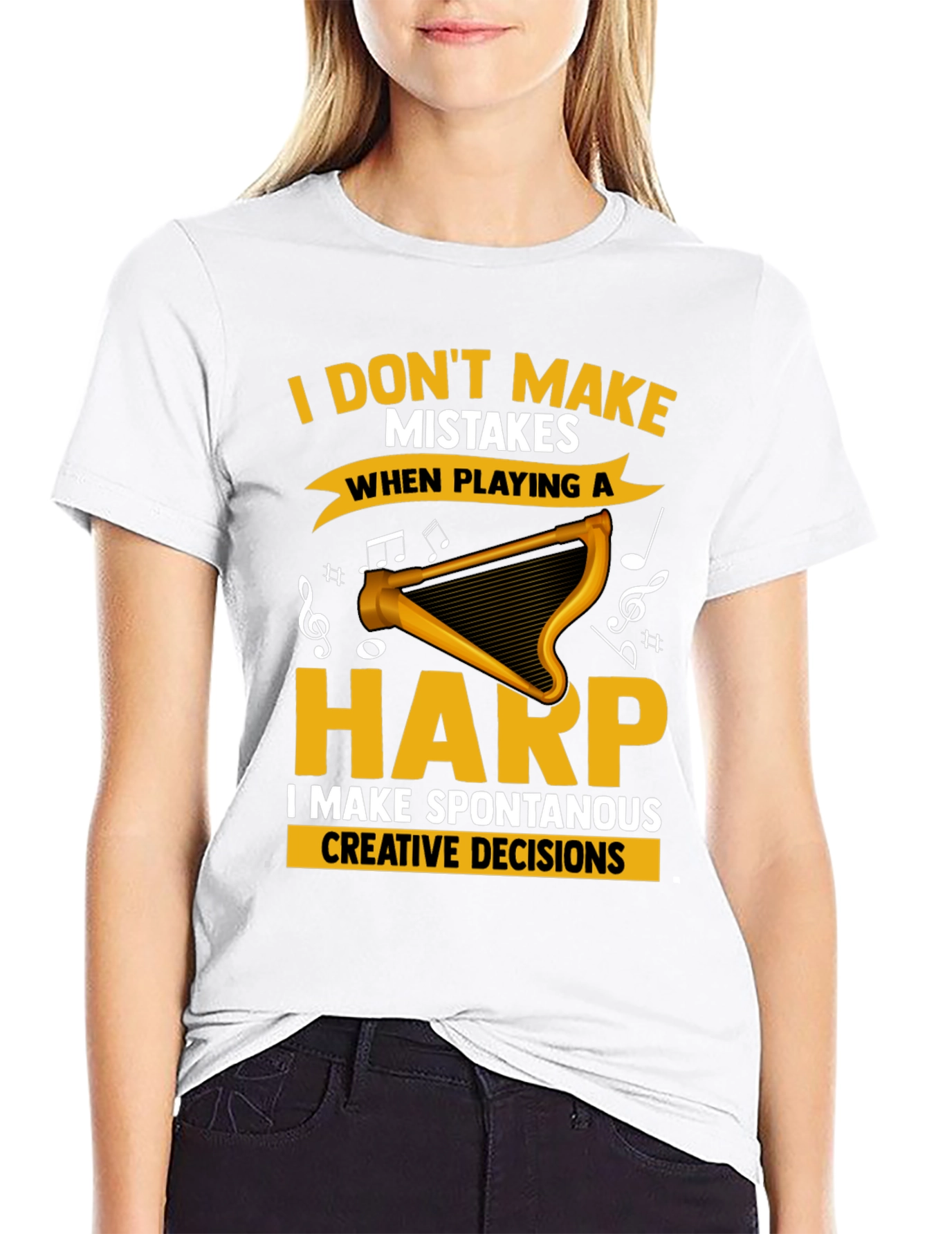 Funny Harp Player T-Shirt - No Mistakes Creative Decisions