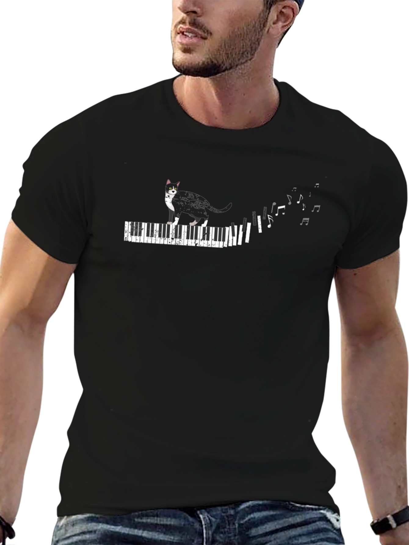 Piano Cat T-Shirt - Musical Feline Tee