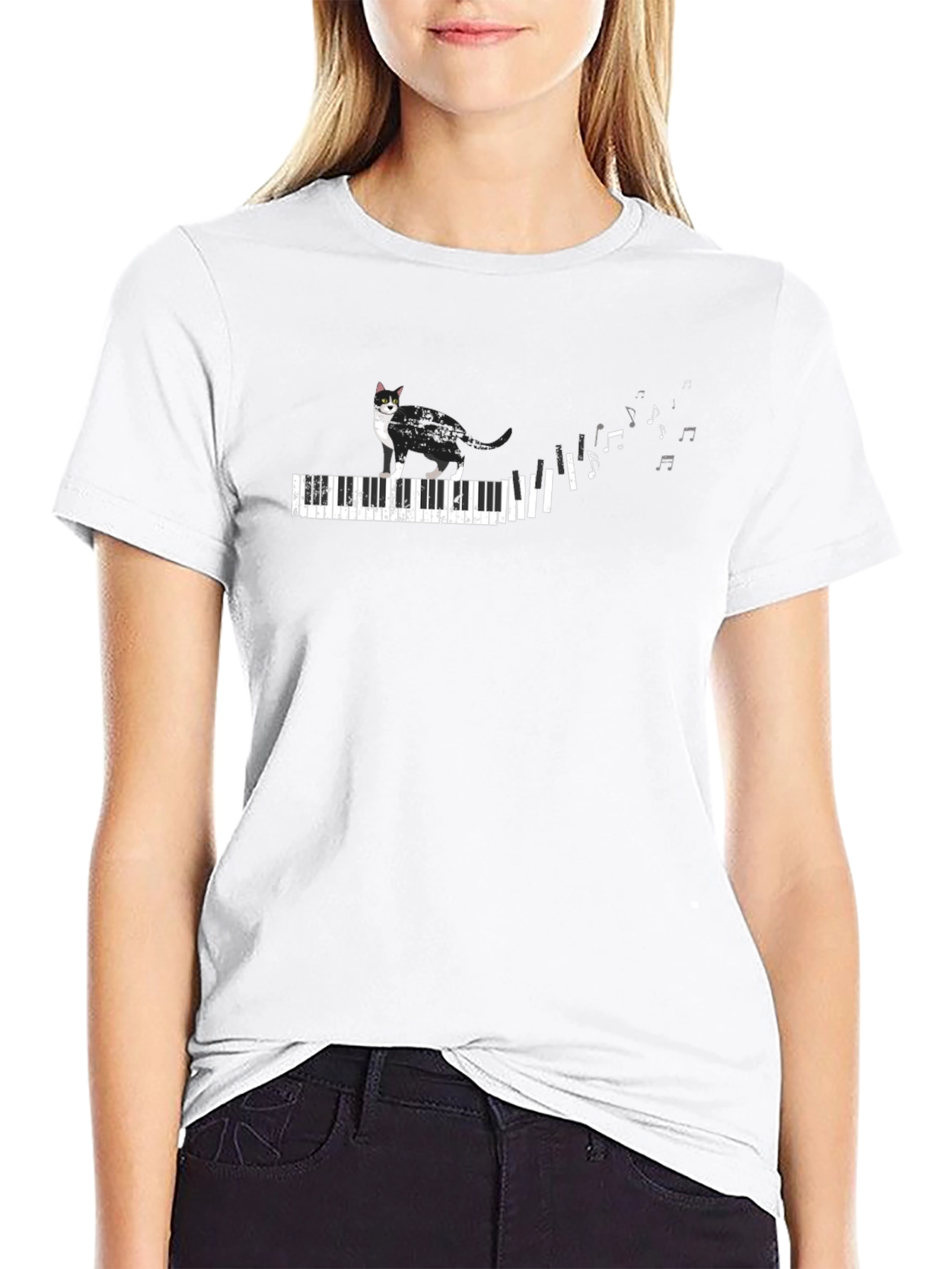 Piano Cat T-Shirt - Musical Feline Tee