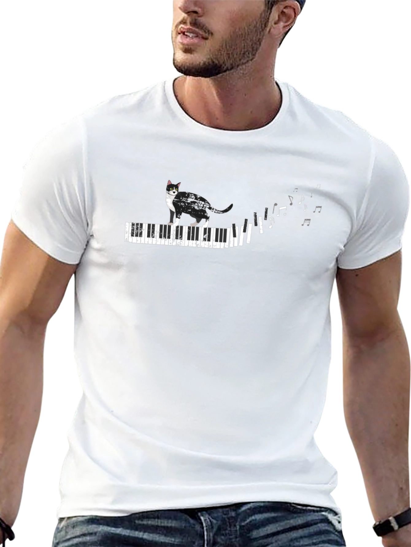 Piano Cat T-Shirt - Musical Feline Tee