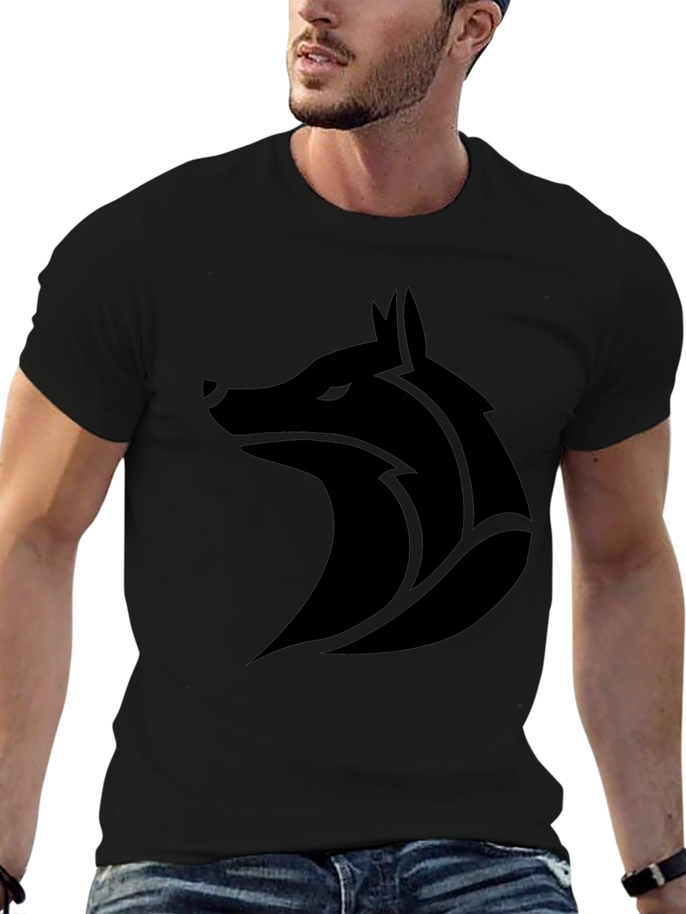 Black Wolf Graphic Tee - Modern Design