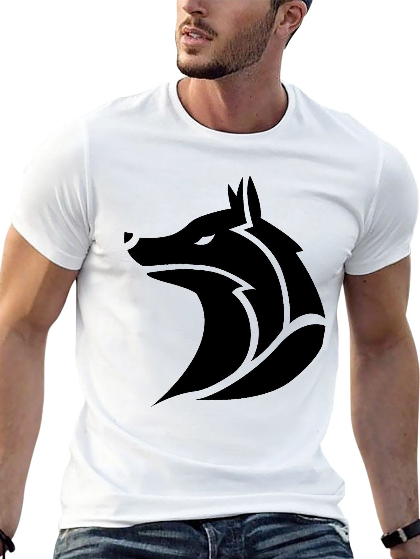 Black Wolf Graphic Tee - Modern Design