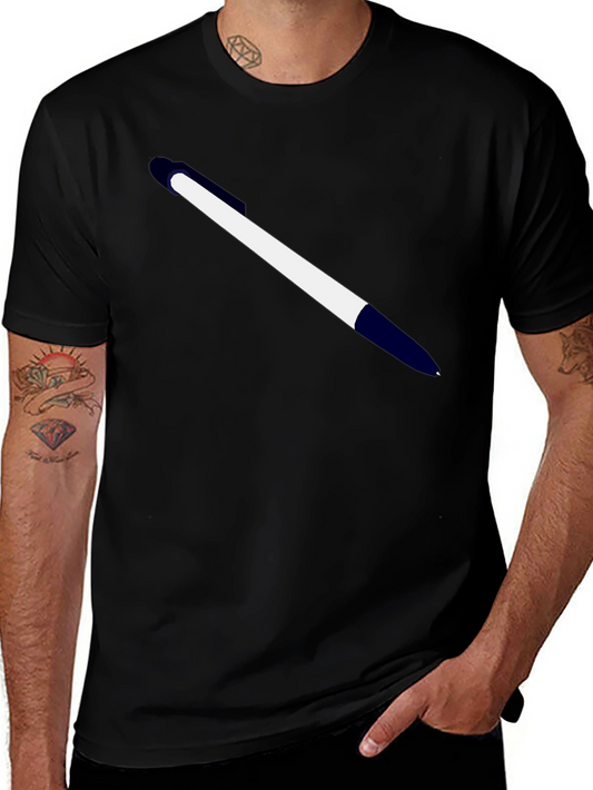 Mens Black T-Shirt with Pen Graphic