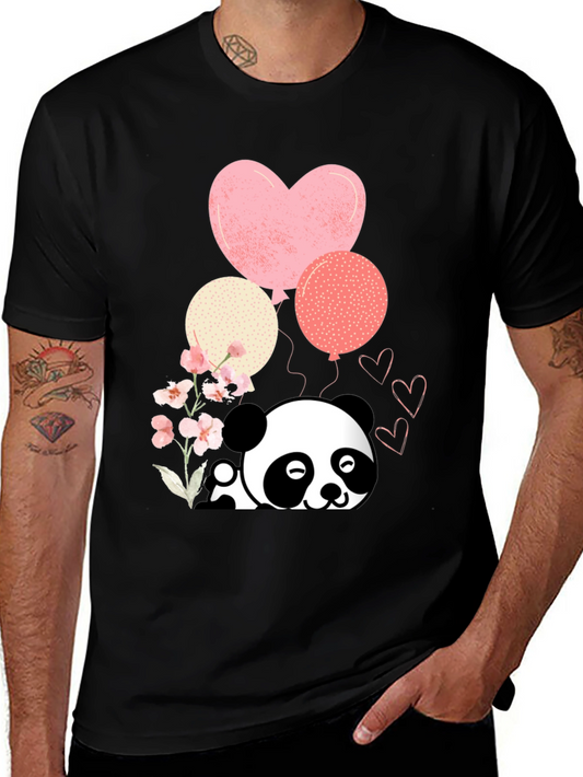 Cute Panda & Balloons Graphic Tee