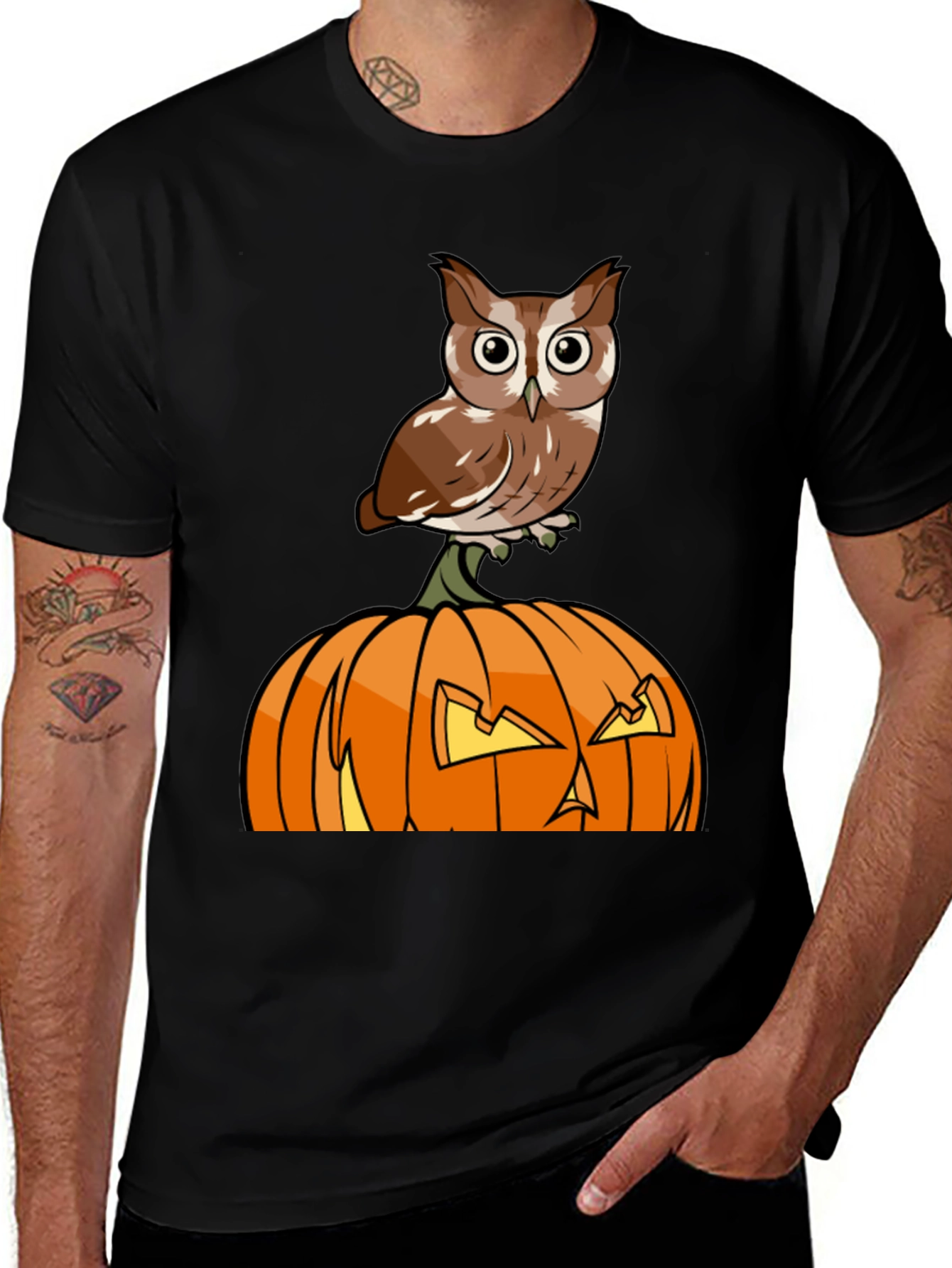 Owl on Pumpkin Halloween T-Shirt