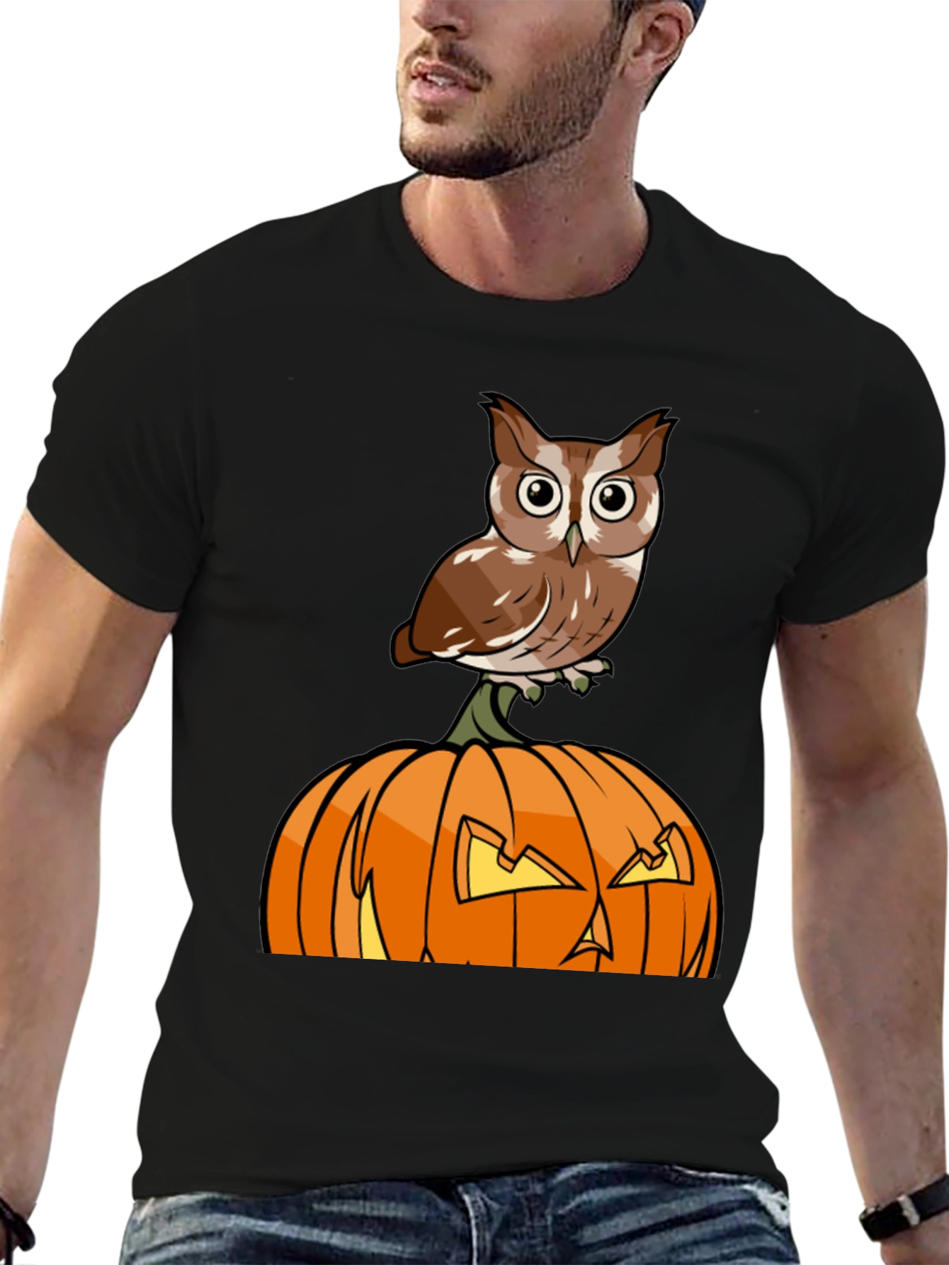 Owl on Pumpkin Halloween T-Shirt
