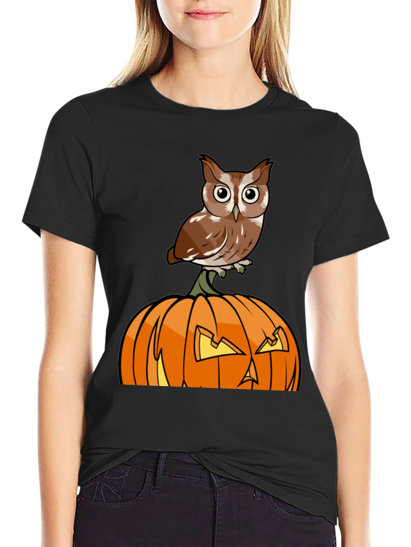 Owl on Pumpkin Halloween T-Shirt