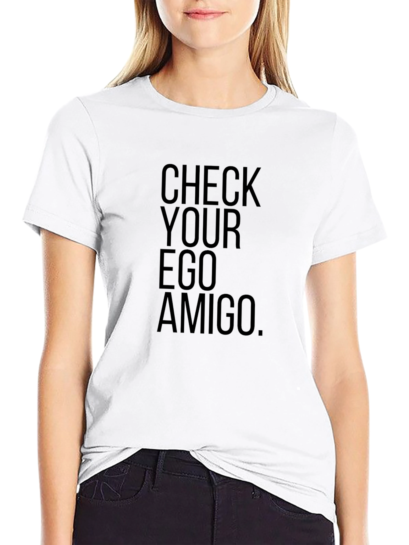 Check Your Ego Amigo Black Graphic Tee Shirt