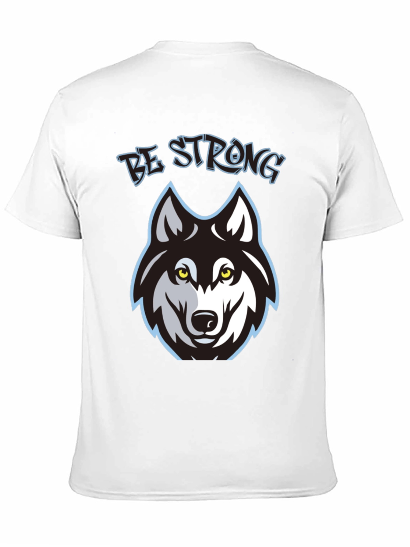 Be Strong Wolf Graphic Black T-Shirt