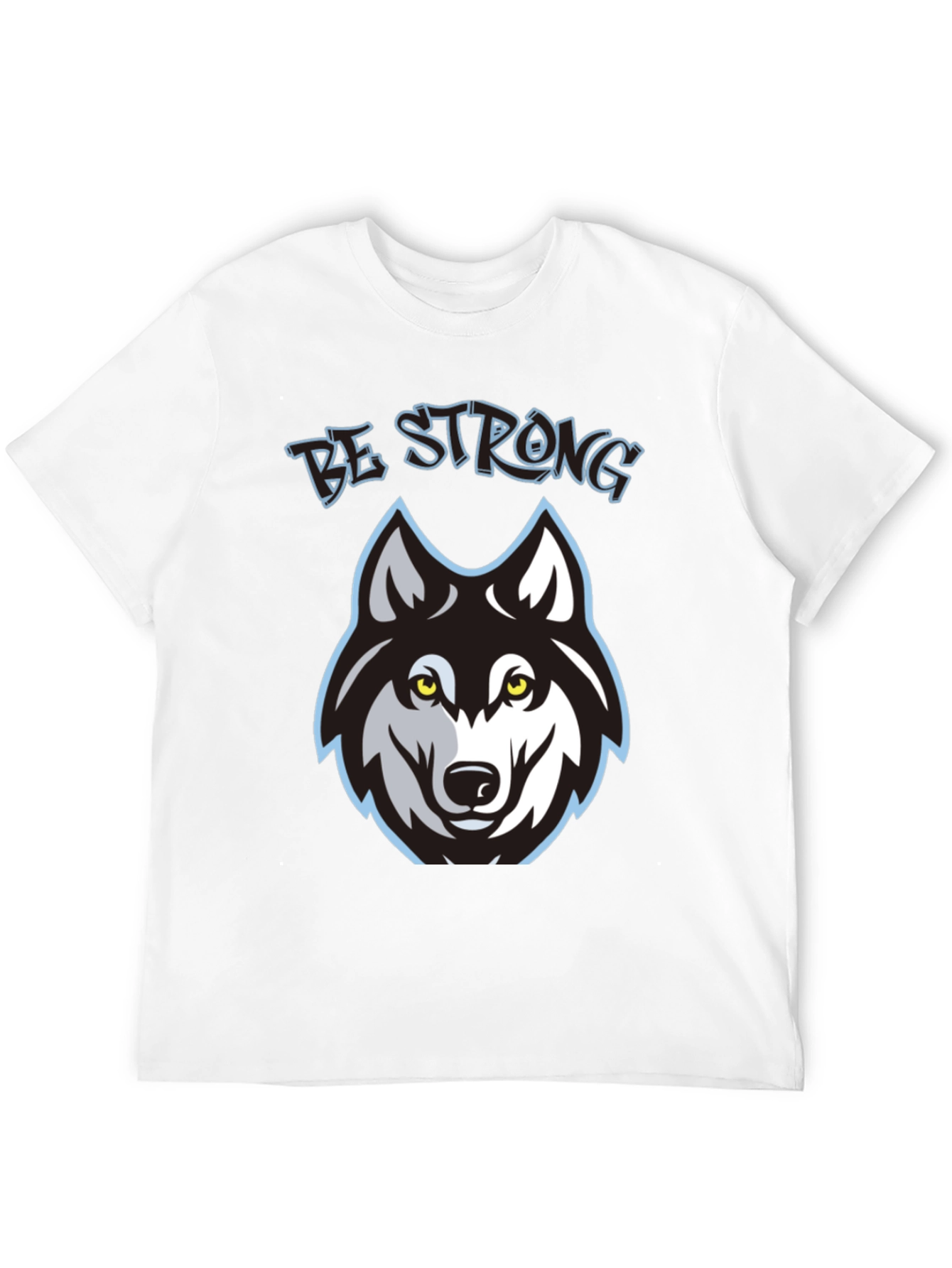 Be Strong Wolf Graphic Black T-Shirt