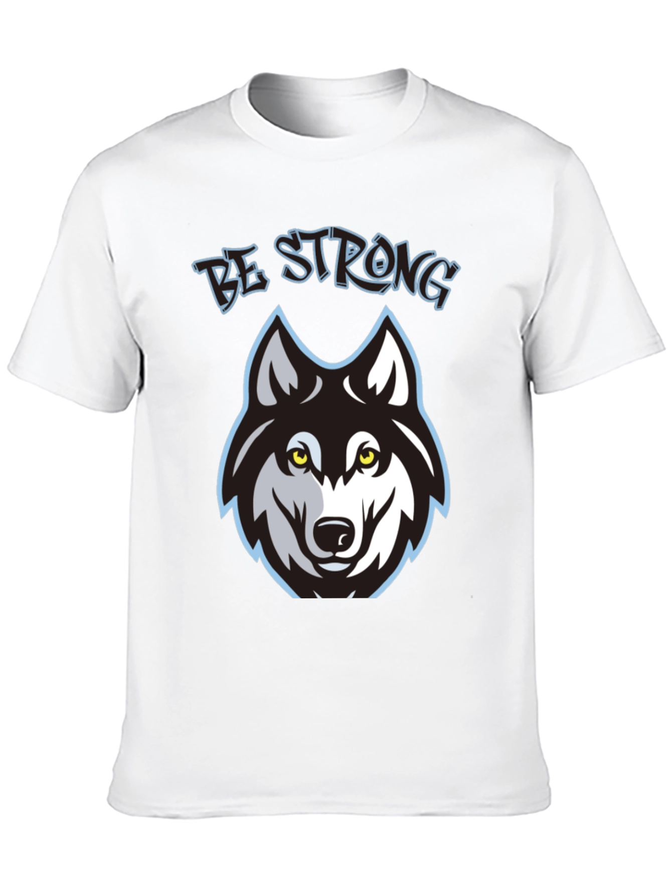 Be Strong Wolf Graphic Black T-Shirt