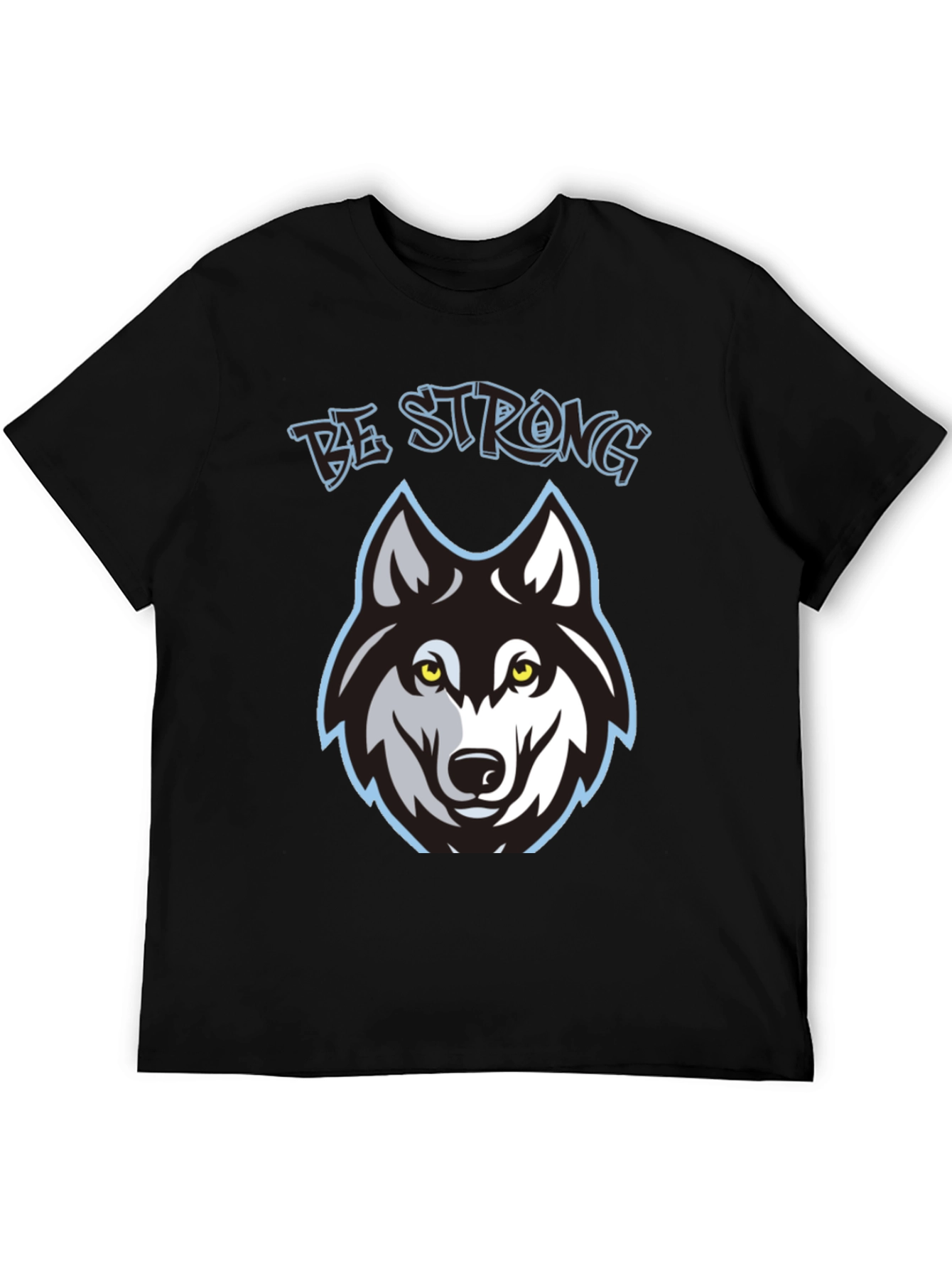 Be Strong Wolf Graphic Black T-Shirt