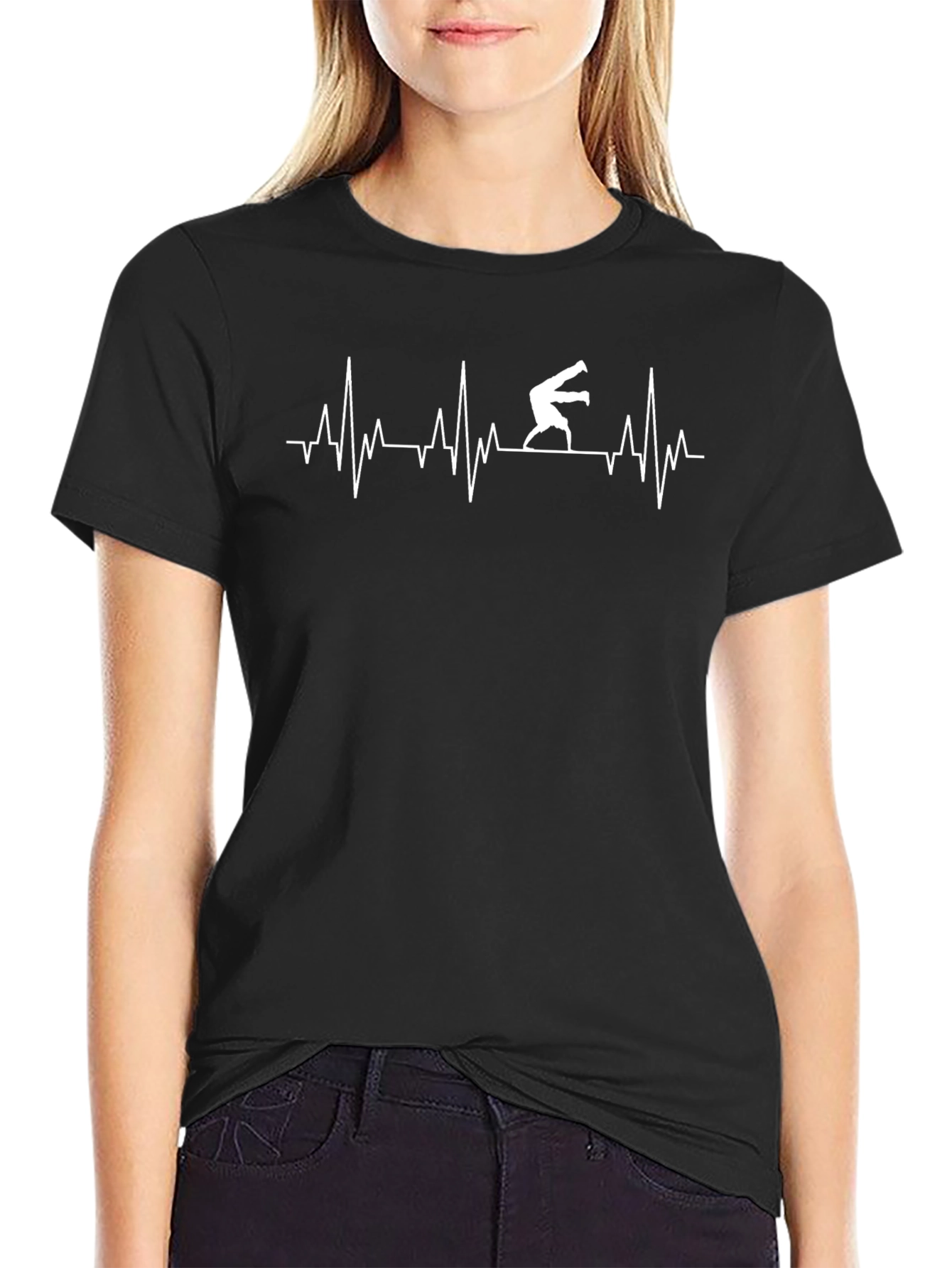 Wrestling Heartbeat T-Shirt - Black Cotton Tee