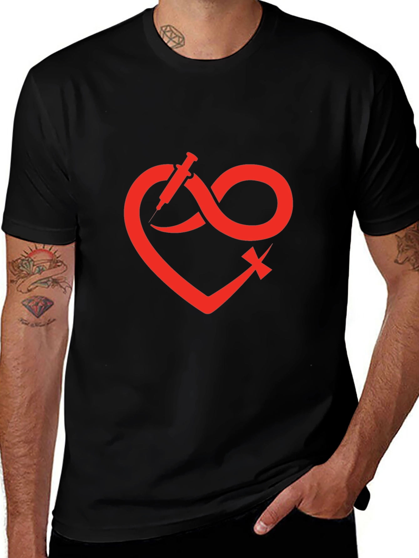 Heart Infinity Syringe Graphic T-Shirt