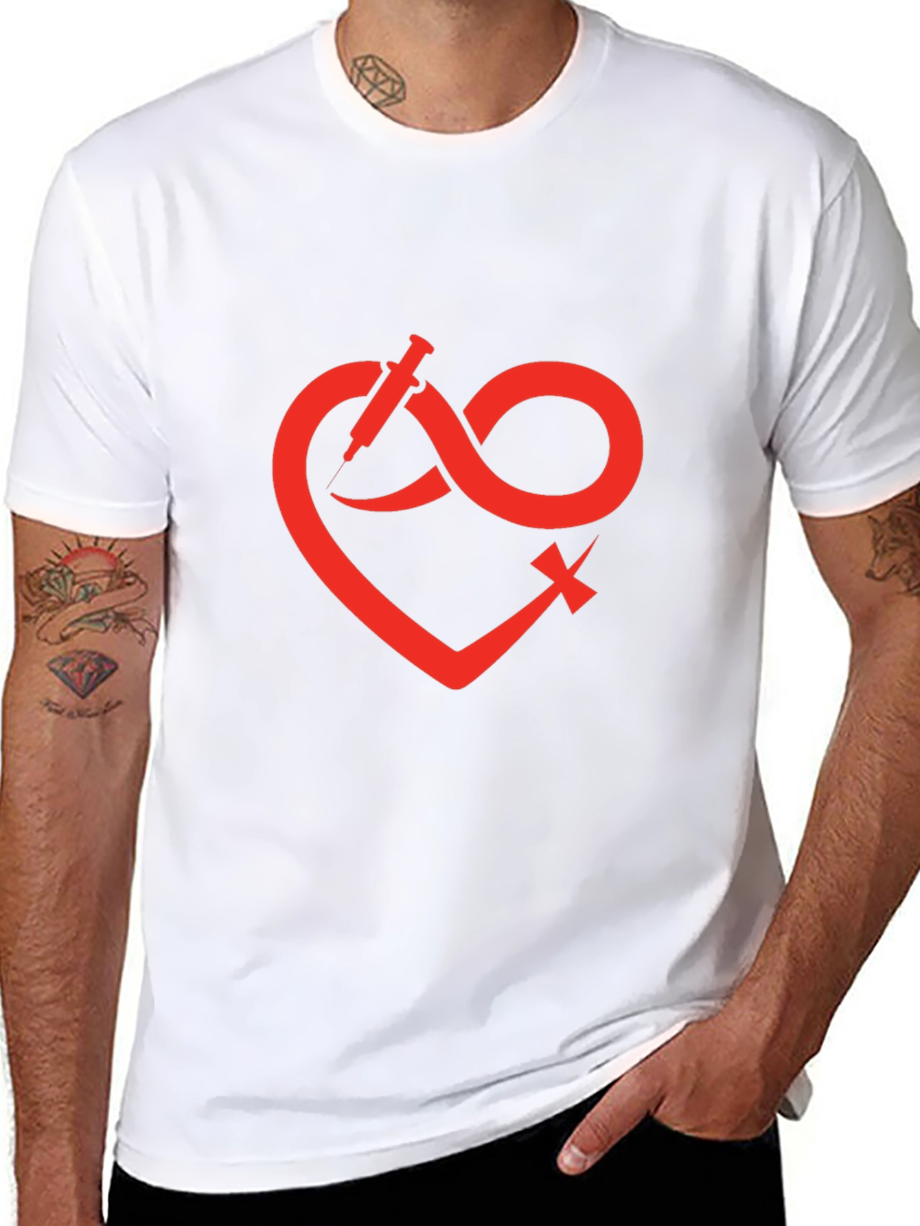 Heart Infinity Syringe Graphic T-Shirt