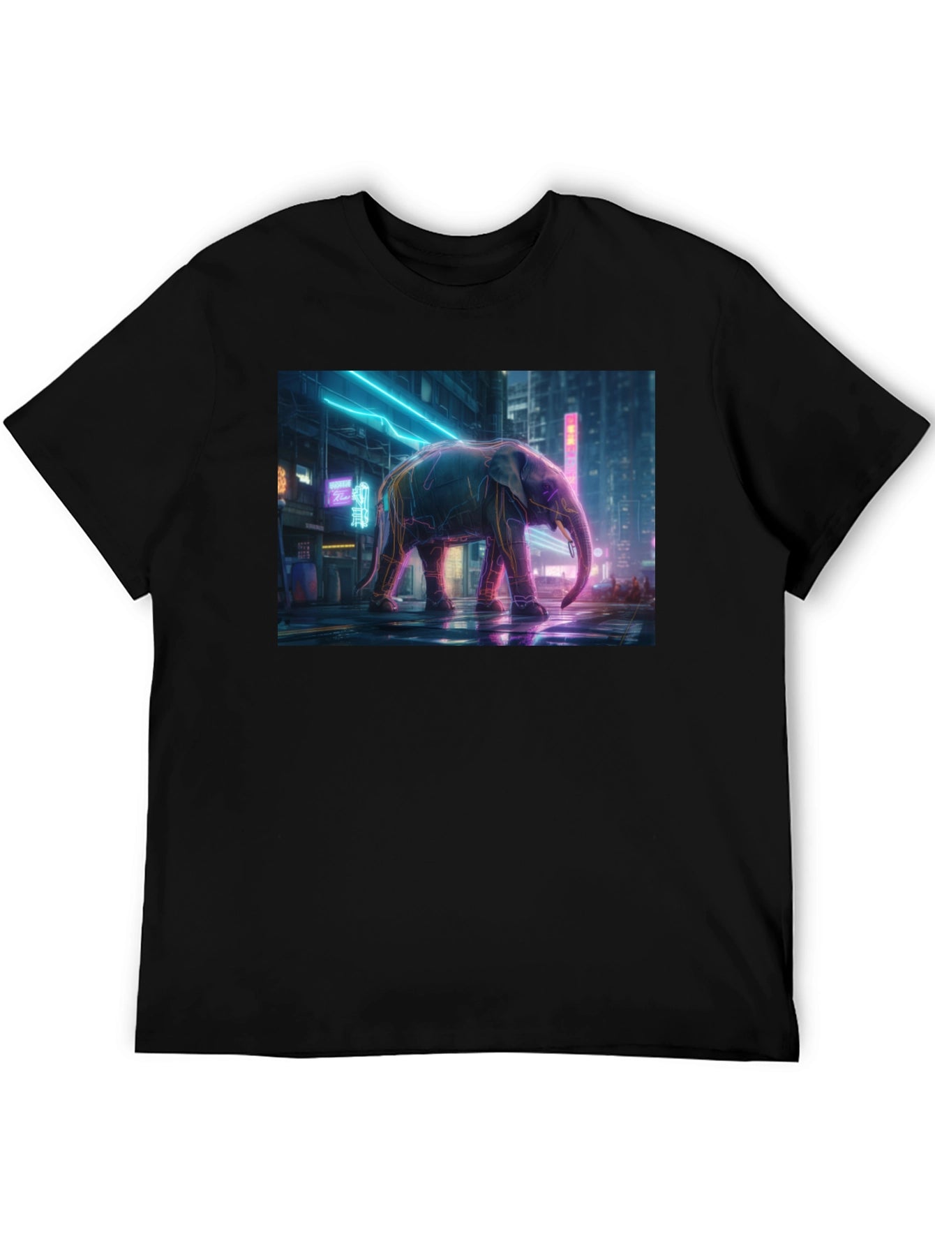 Neon Elephant Graphic Tee - Urban Style