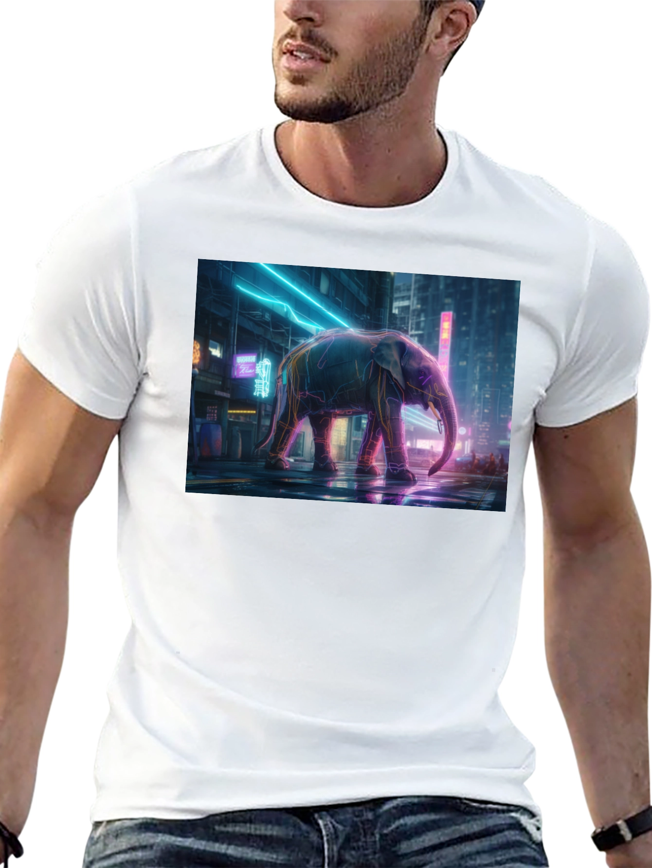 Neon Elephant Graphic Tee - Urban Style