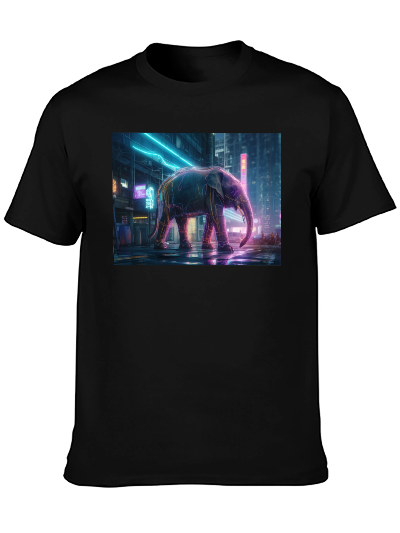 Neon Elephant Graphic Tee - Urban Style