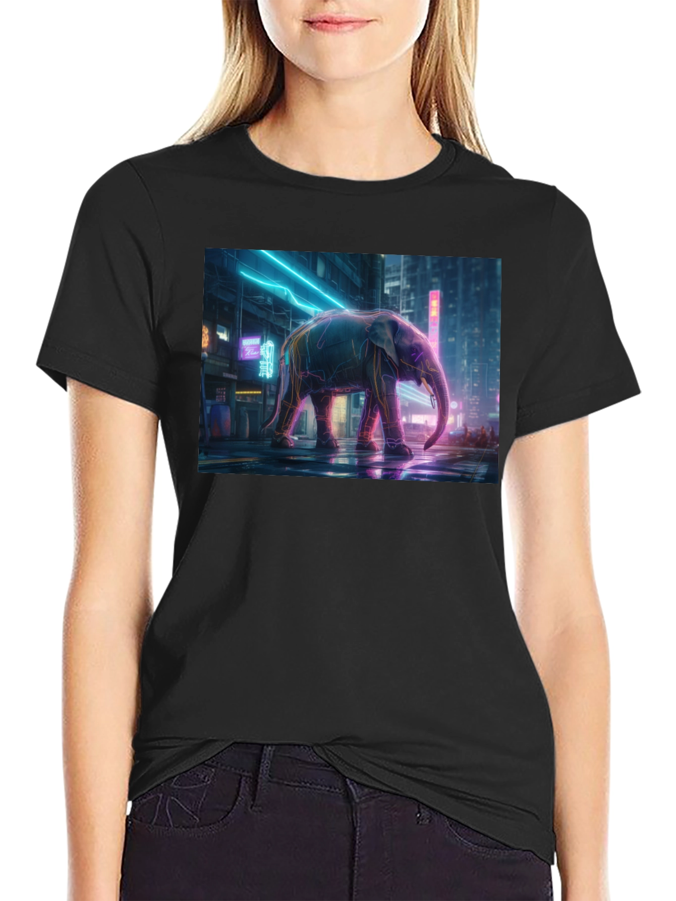 Neon Elephant Graphic Tee - Urban Style