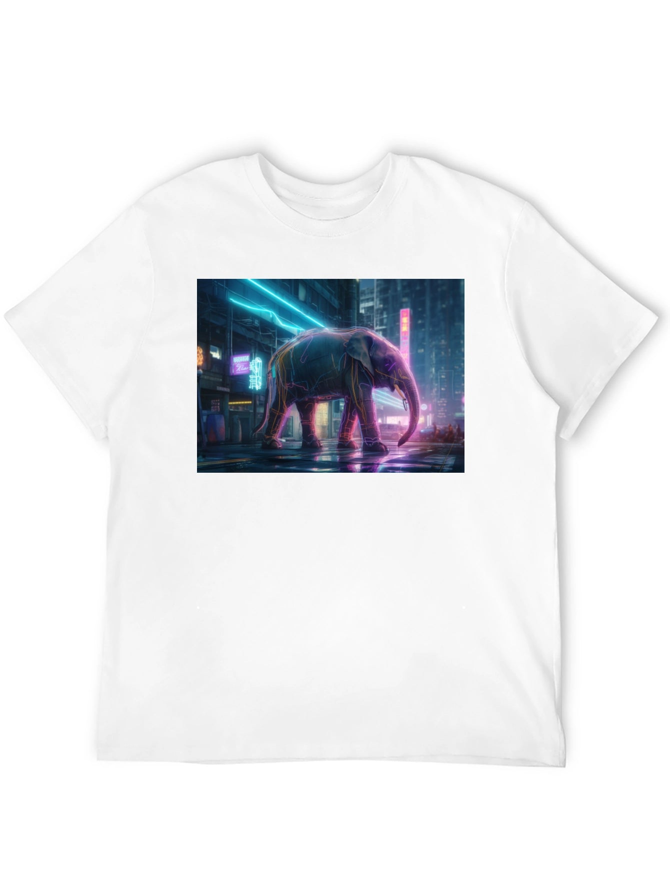 Neon Elephant Graphic Tee - Urban Style