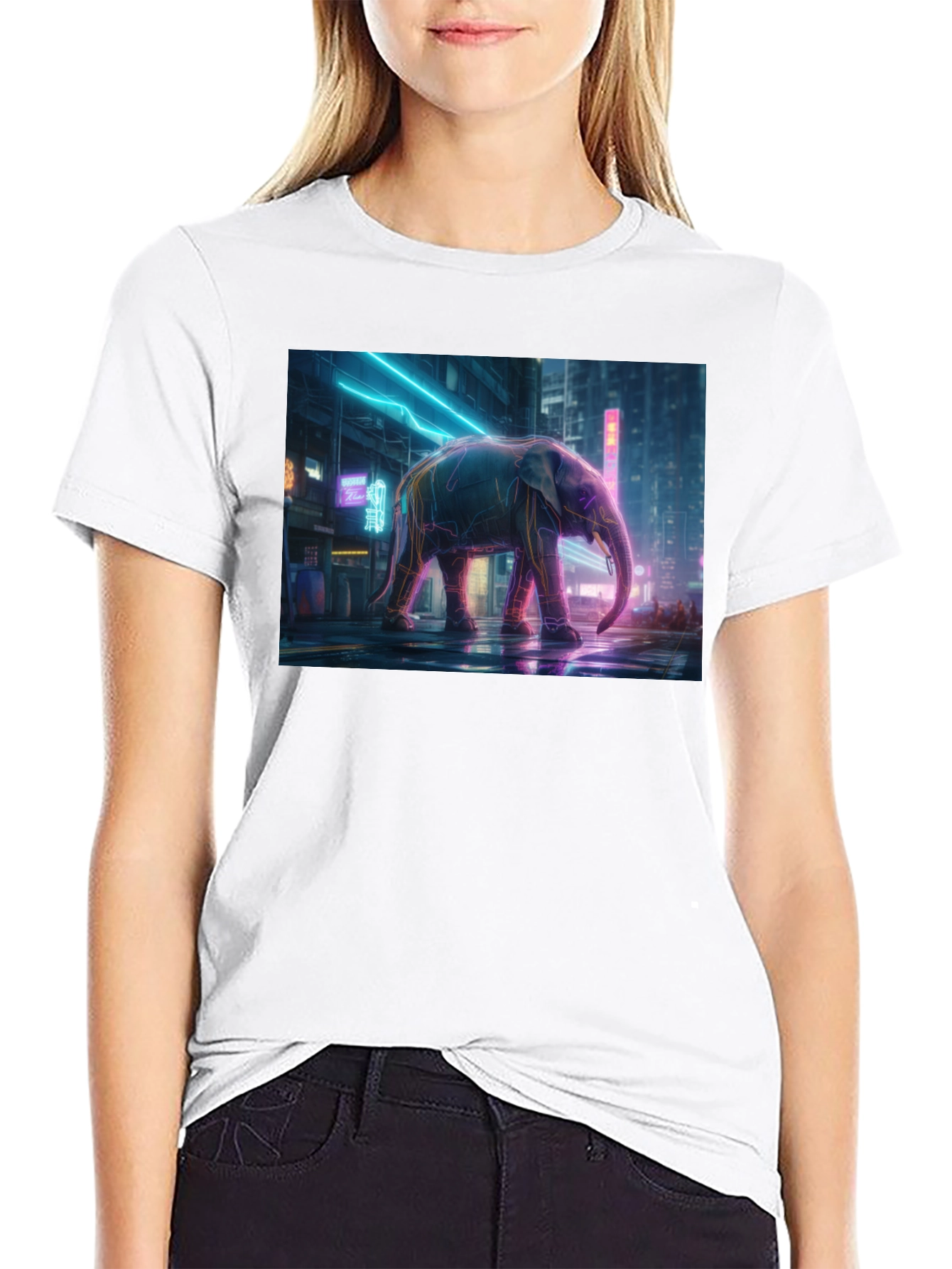 Neon Elephant Graphic Tee - Urban Style