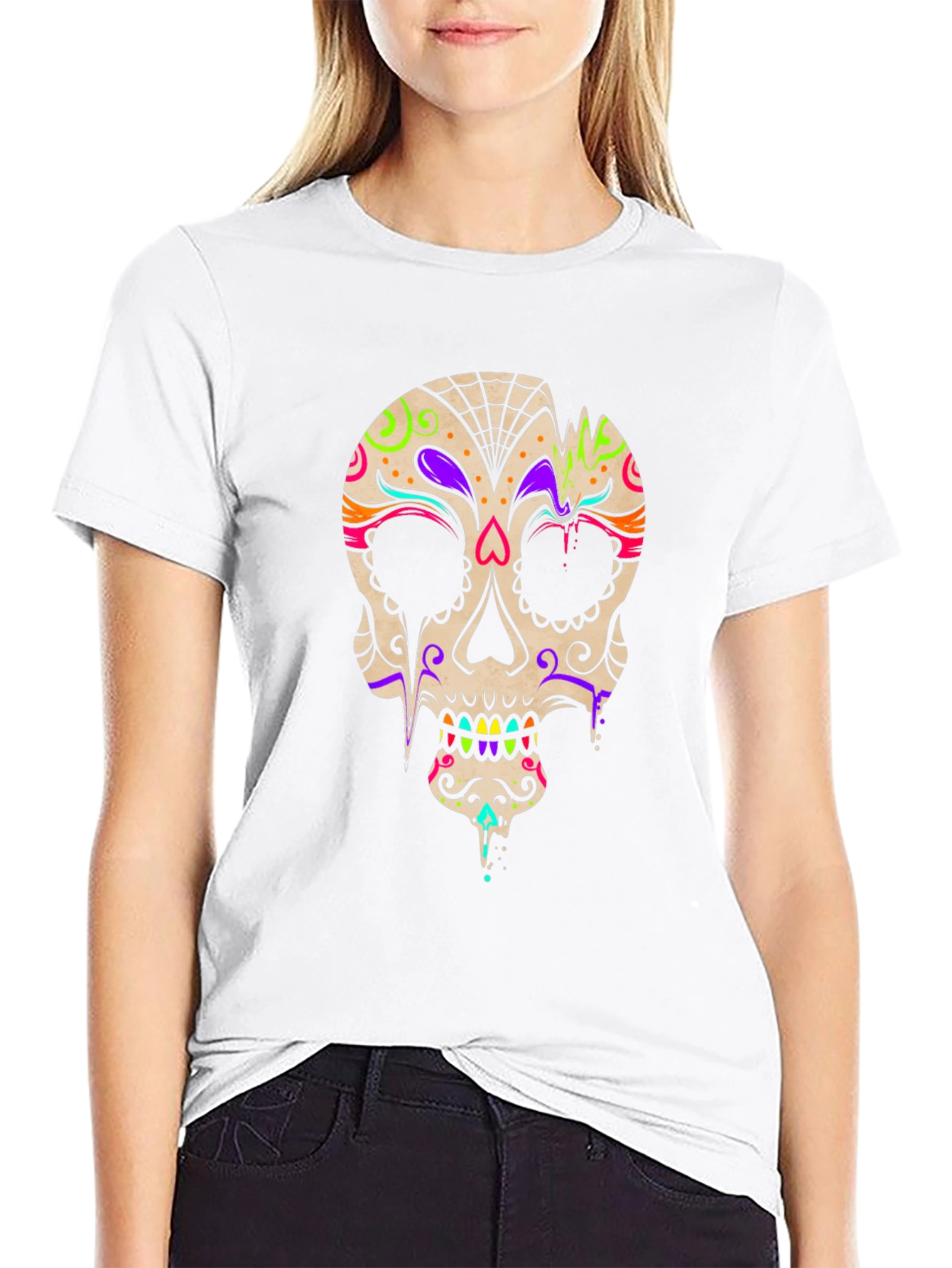 Day of the Dead Skull Graphic T-Shirt