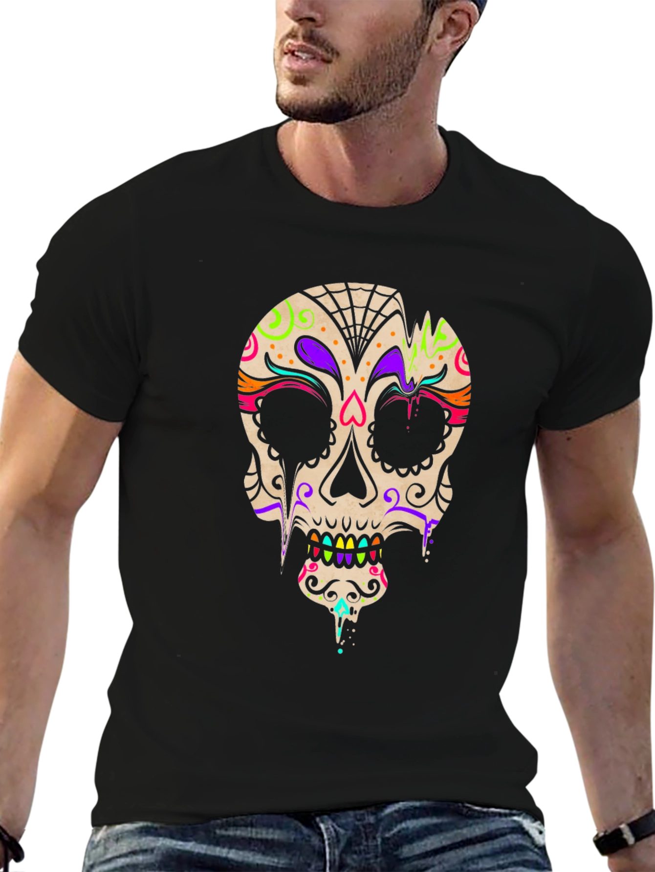 Day of the Dead Skull Graphic T-Shirt