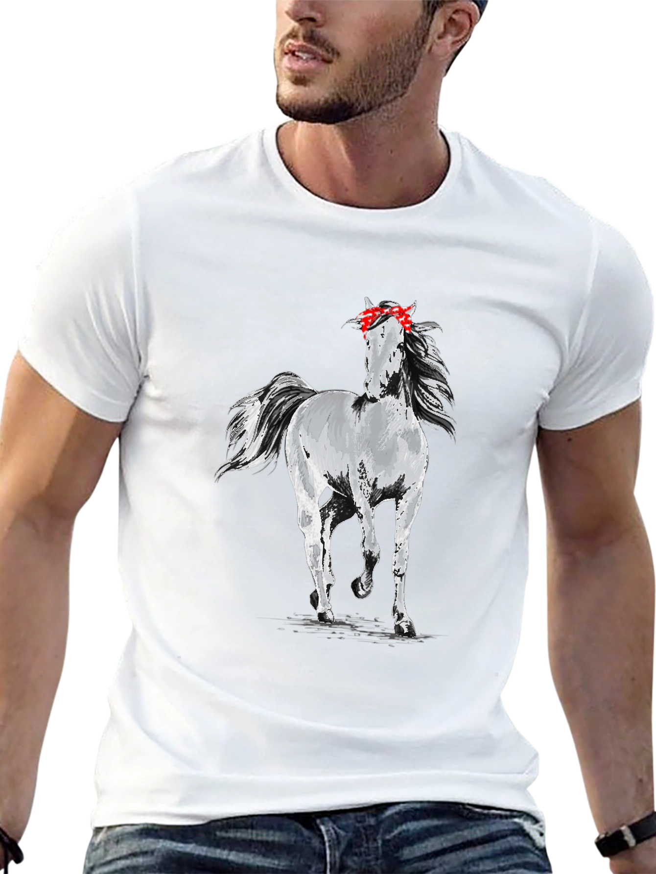 Horse Bandana Mens Black T-Shirt