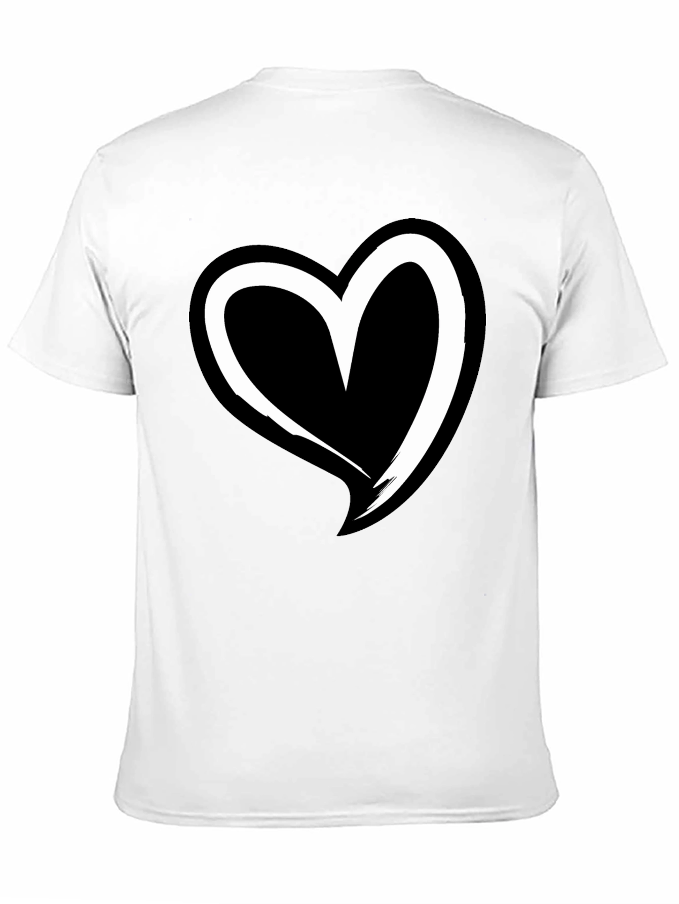 Black T-Shirt with White Heart Graphic