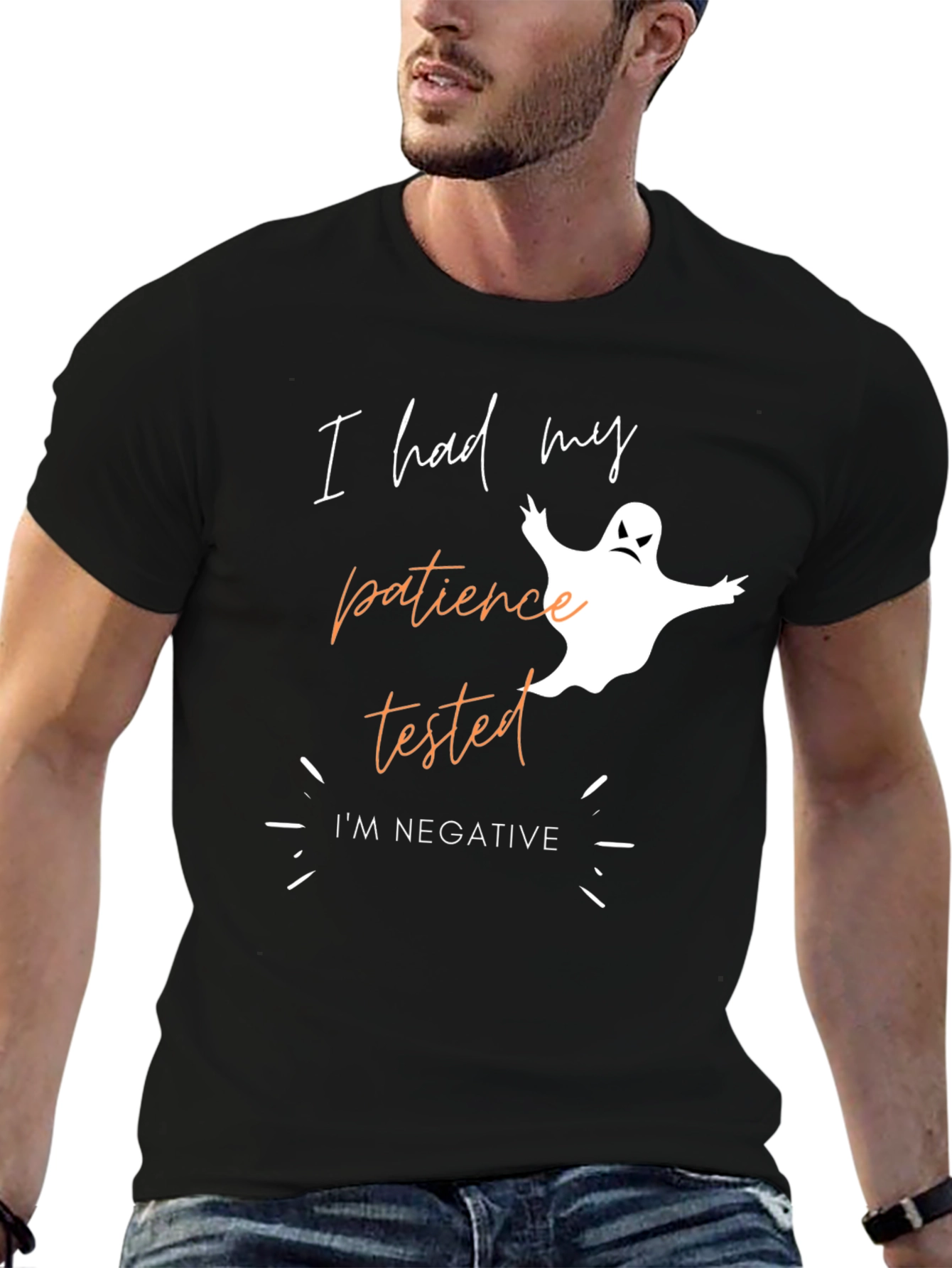 Funny Halloween Patience Tested Ghost Graphic T-Shirt