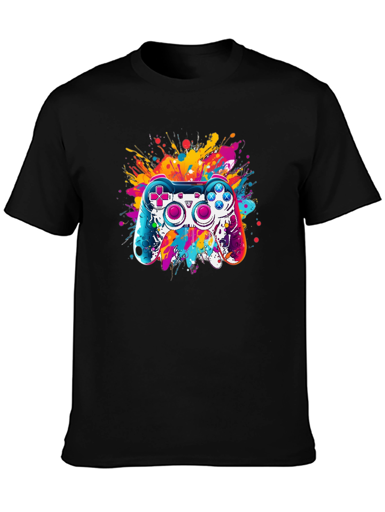 Gaming Controller Splatter Graphic Tee - Black