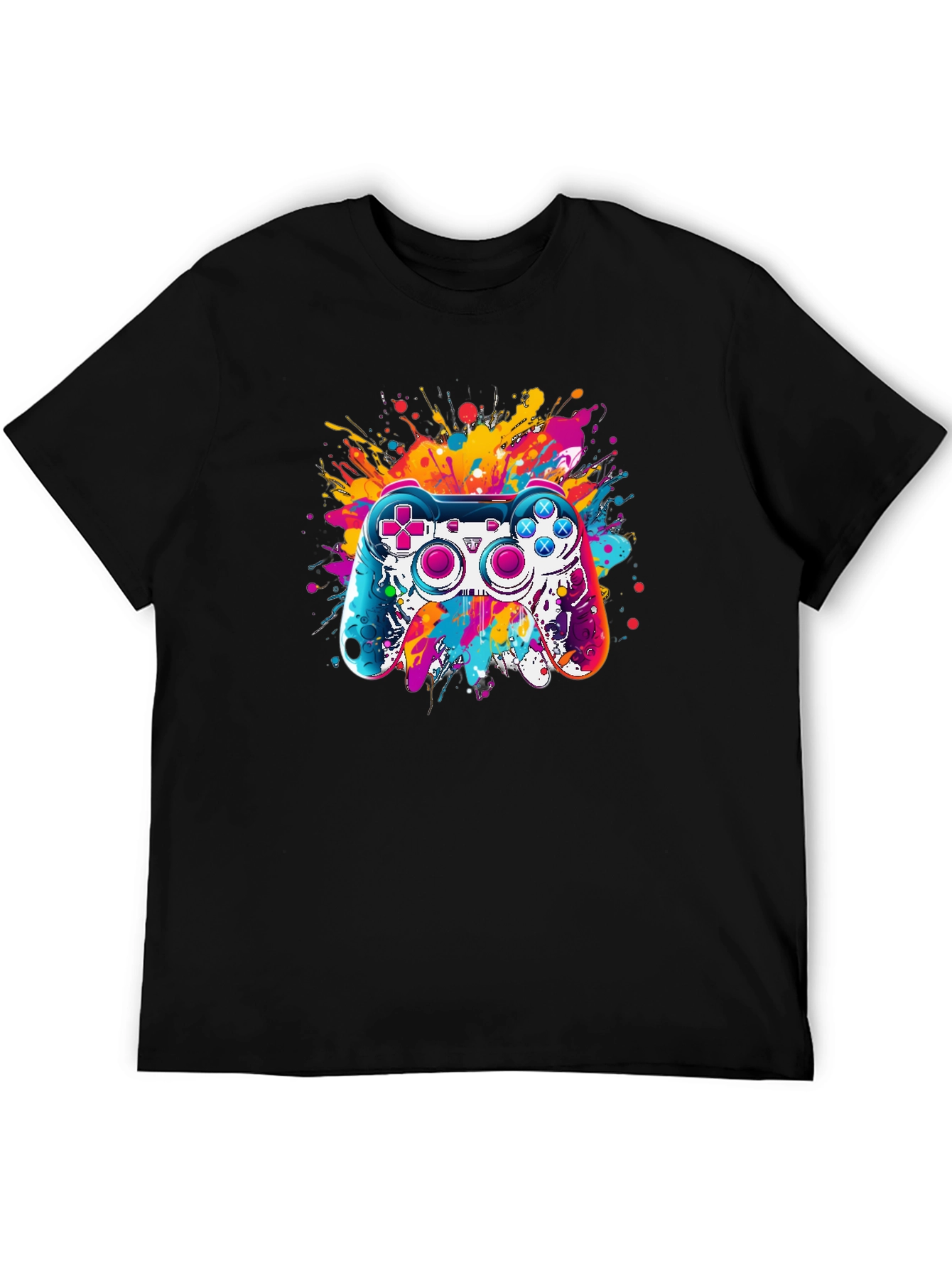 Gaming Controller Splatter Graphic Tee - Black