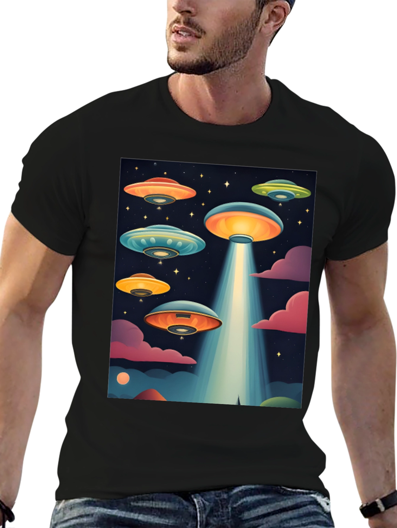 Retro UFO Graphic T-Shirt - Sci-Fi Alien Tee
